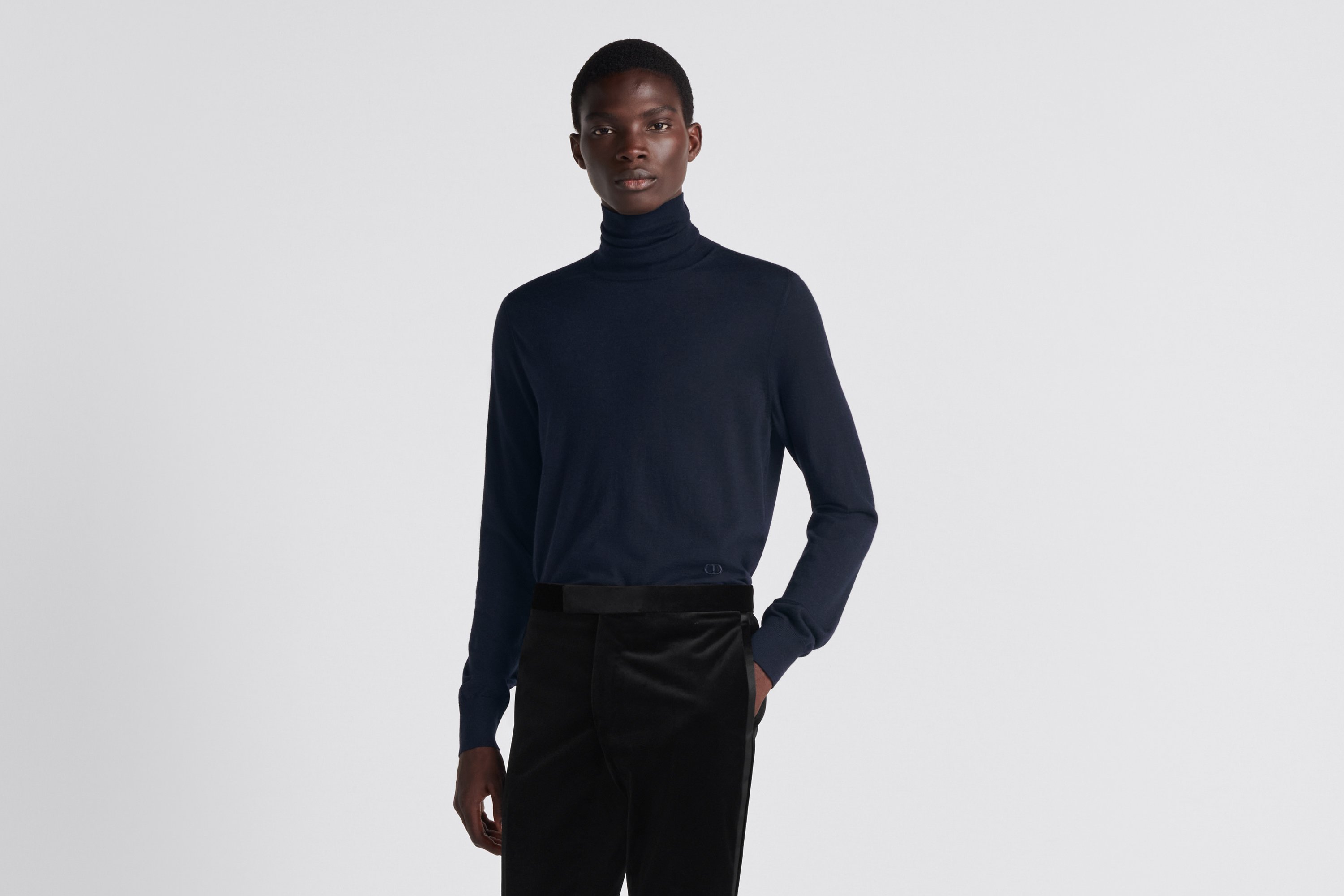 CD Icon Turtleneck Sweater Navy Blue Cashmere Jersey DIOR