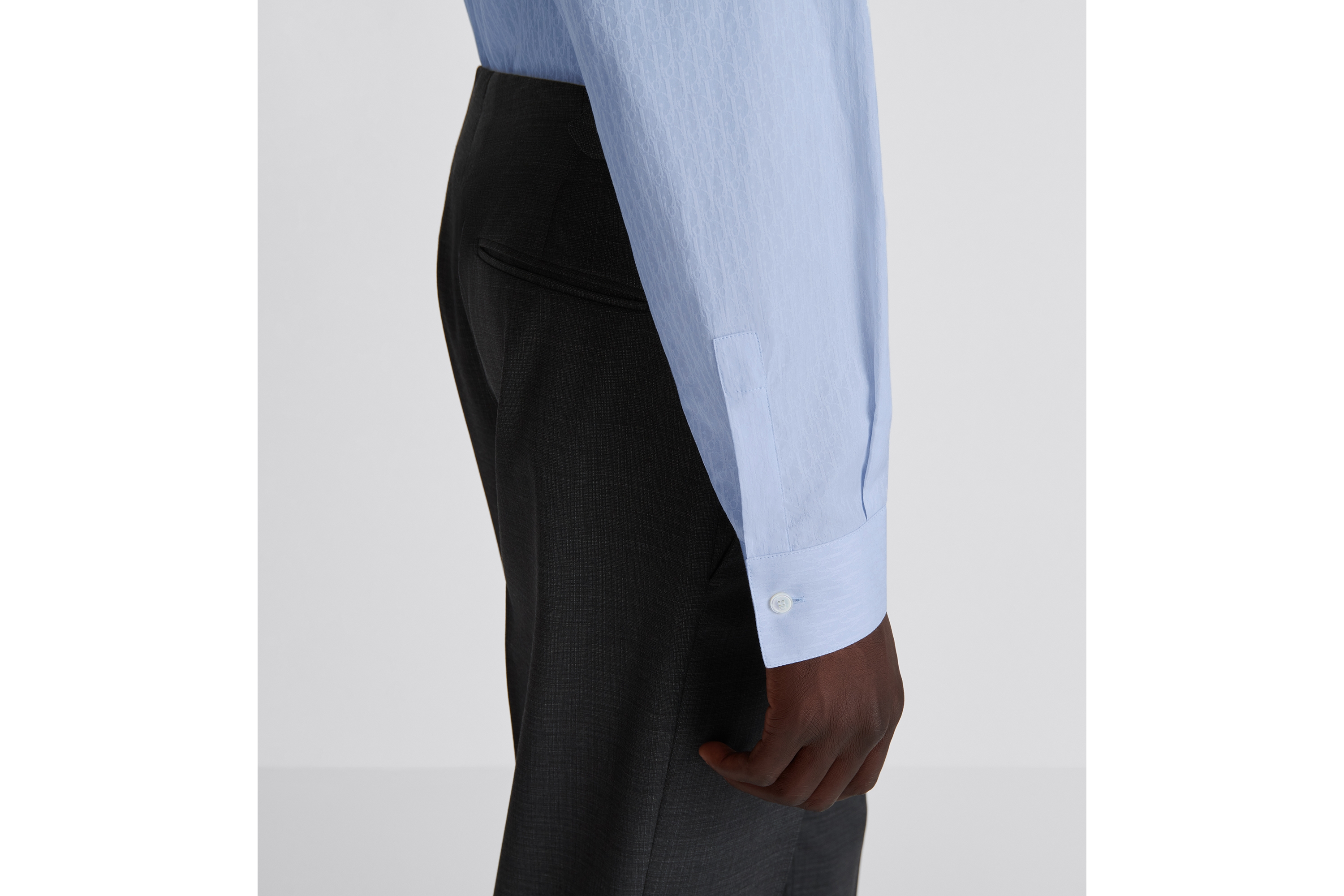 Look Dior Oblique Shirt Blue Cotton Jacquard E10