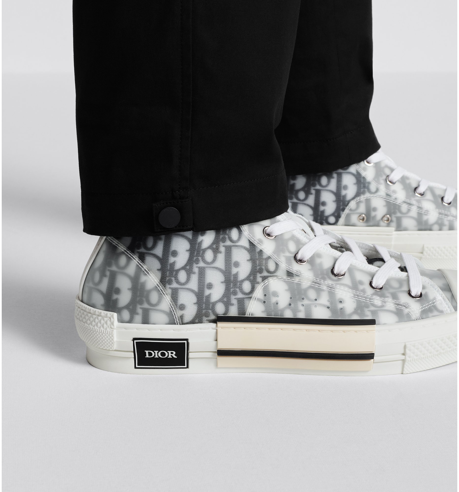 B23 High Top Sneaker White and Black Dior Oblique Canvas DIOR