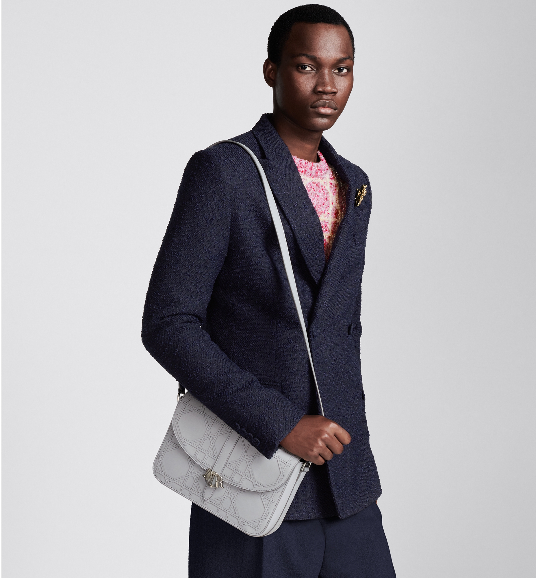 Dior Charm tas Grijs leer met Cannage Cosmo motief DIOR