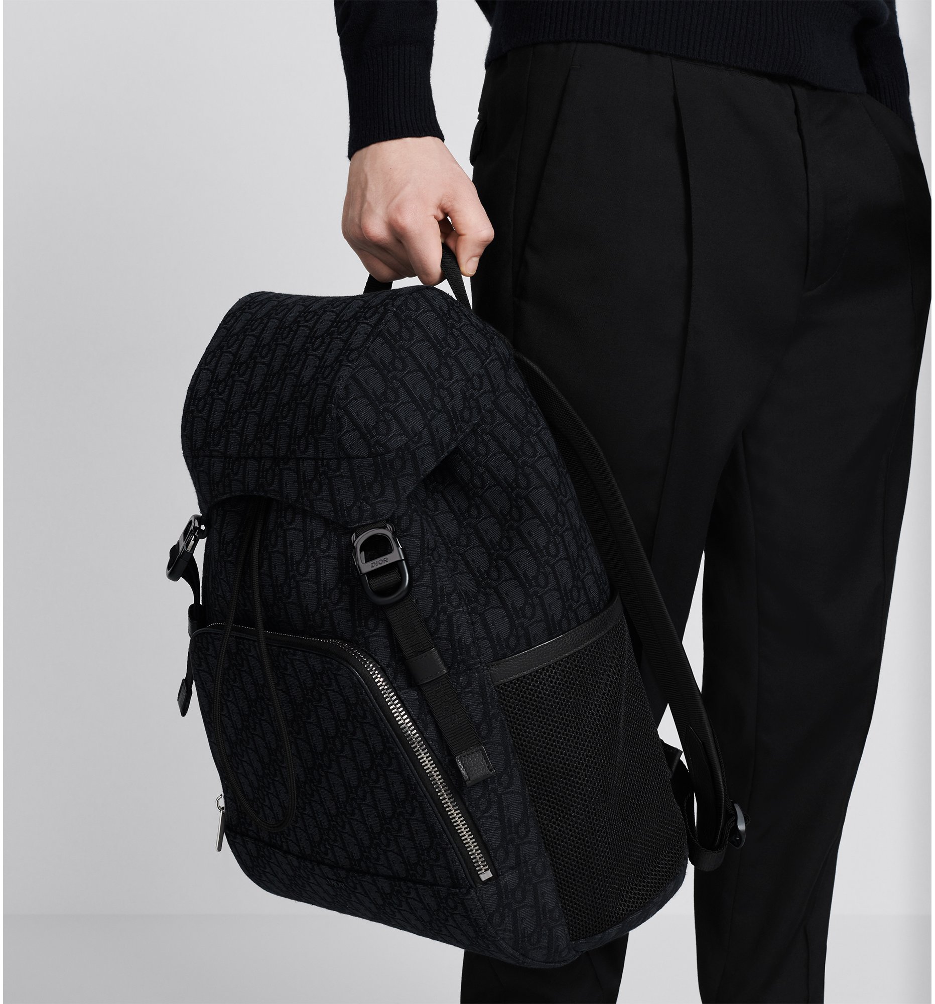 Dior 8 Backpack with Flap Black Dior Oblique Jacquard | DIOR