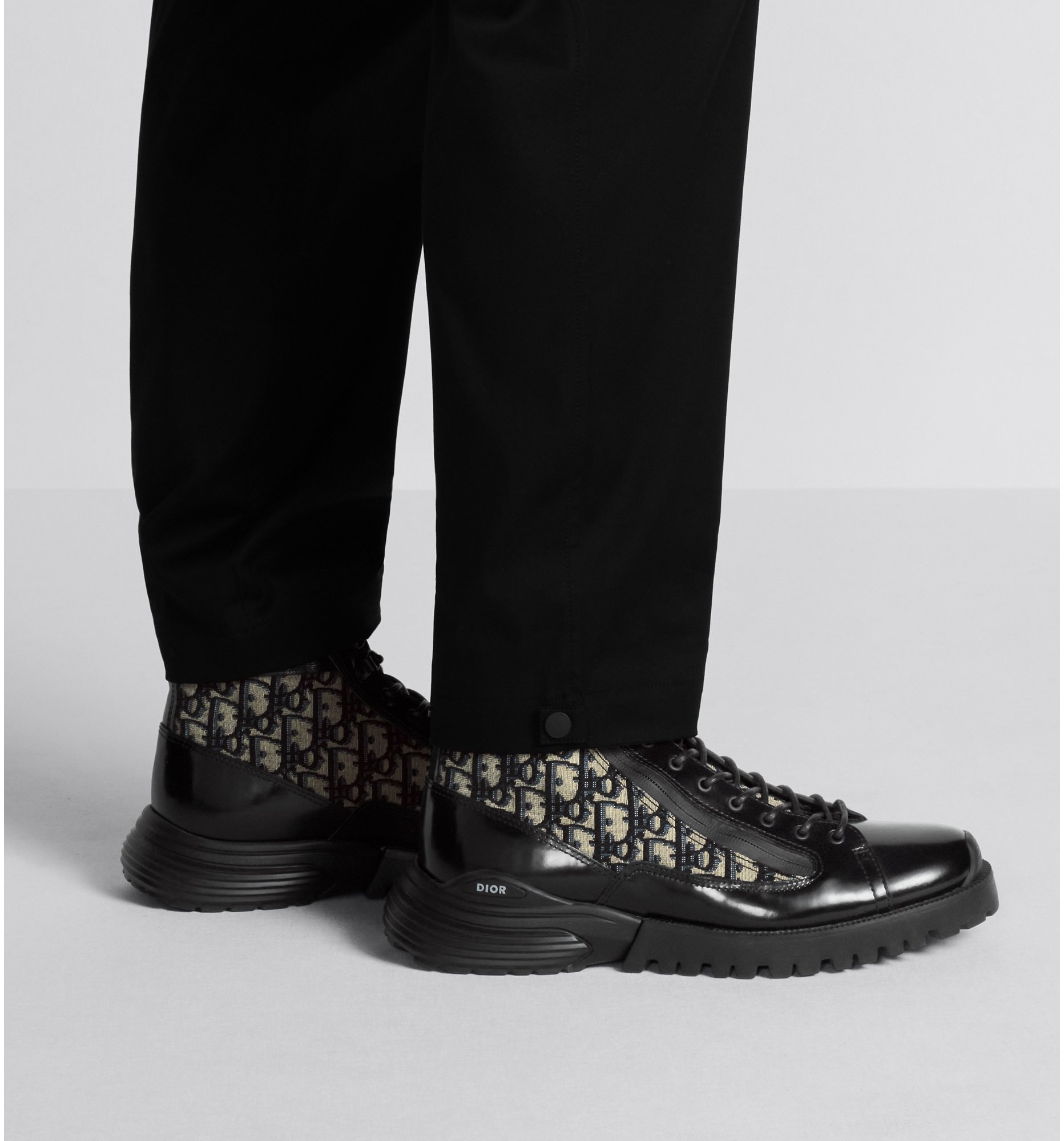 Dior oblique and black calfskin boots cheap