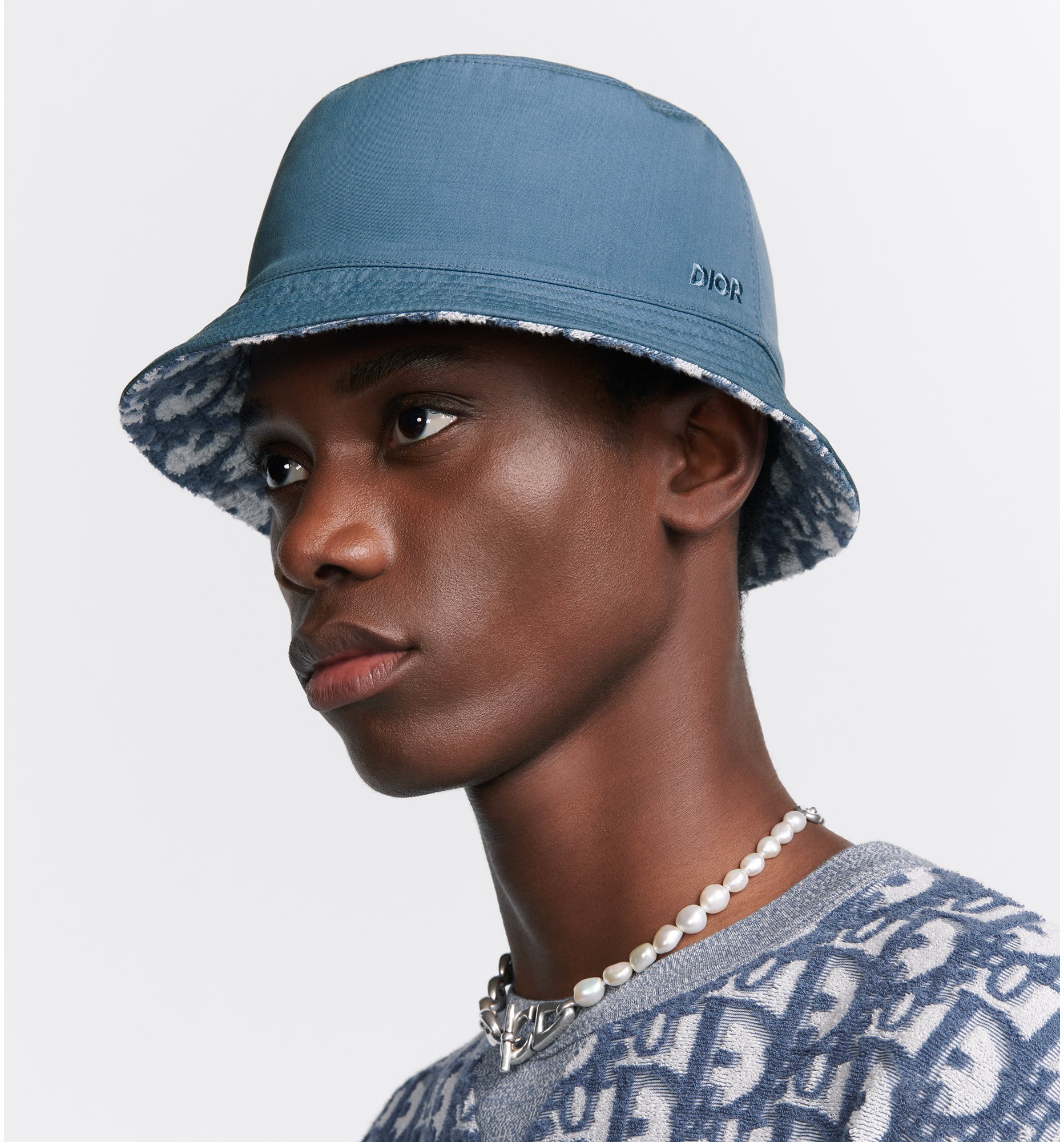 DIOR AND PARLEY Reversible Bucket Hat Blue Dior Oblique Cotton Blend DIOR