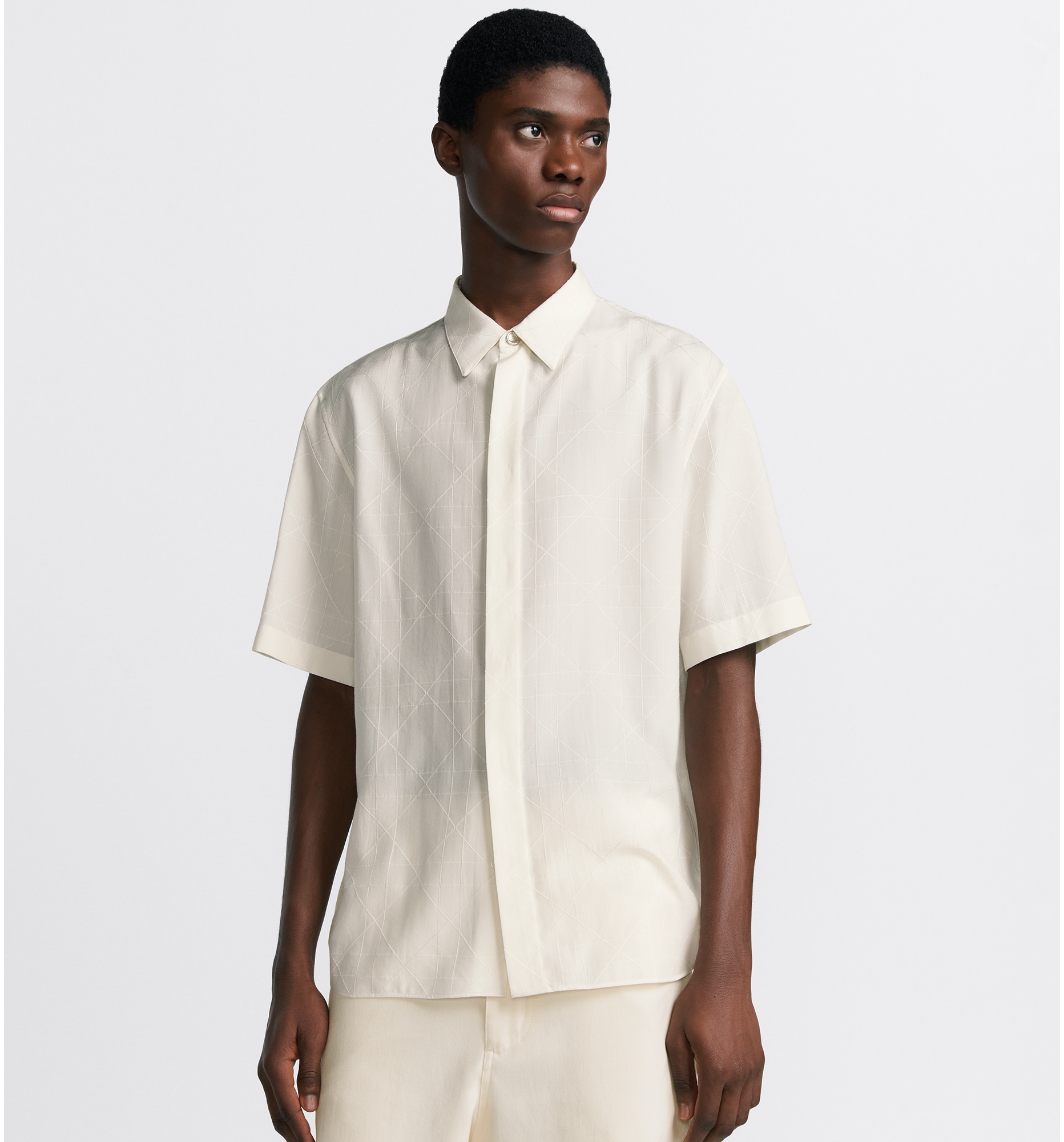 Chemise Dior Icons a manches courtes Toile de soie melangee blanche DIOR