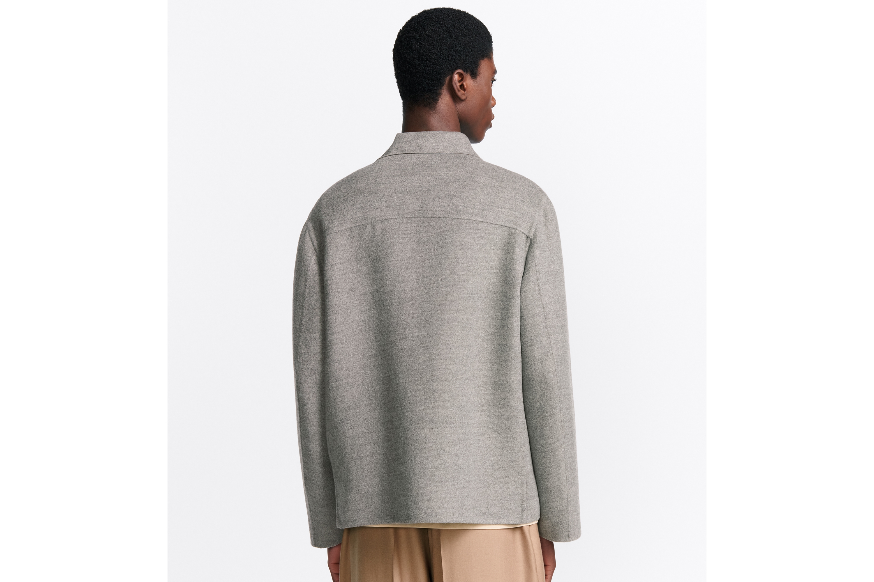 look_image_alt_prefix Dior Icons 워크웨어 재킷 그레이 양면 버진 울 캐시미어 실크 E03