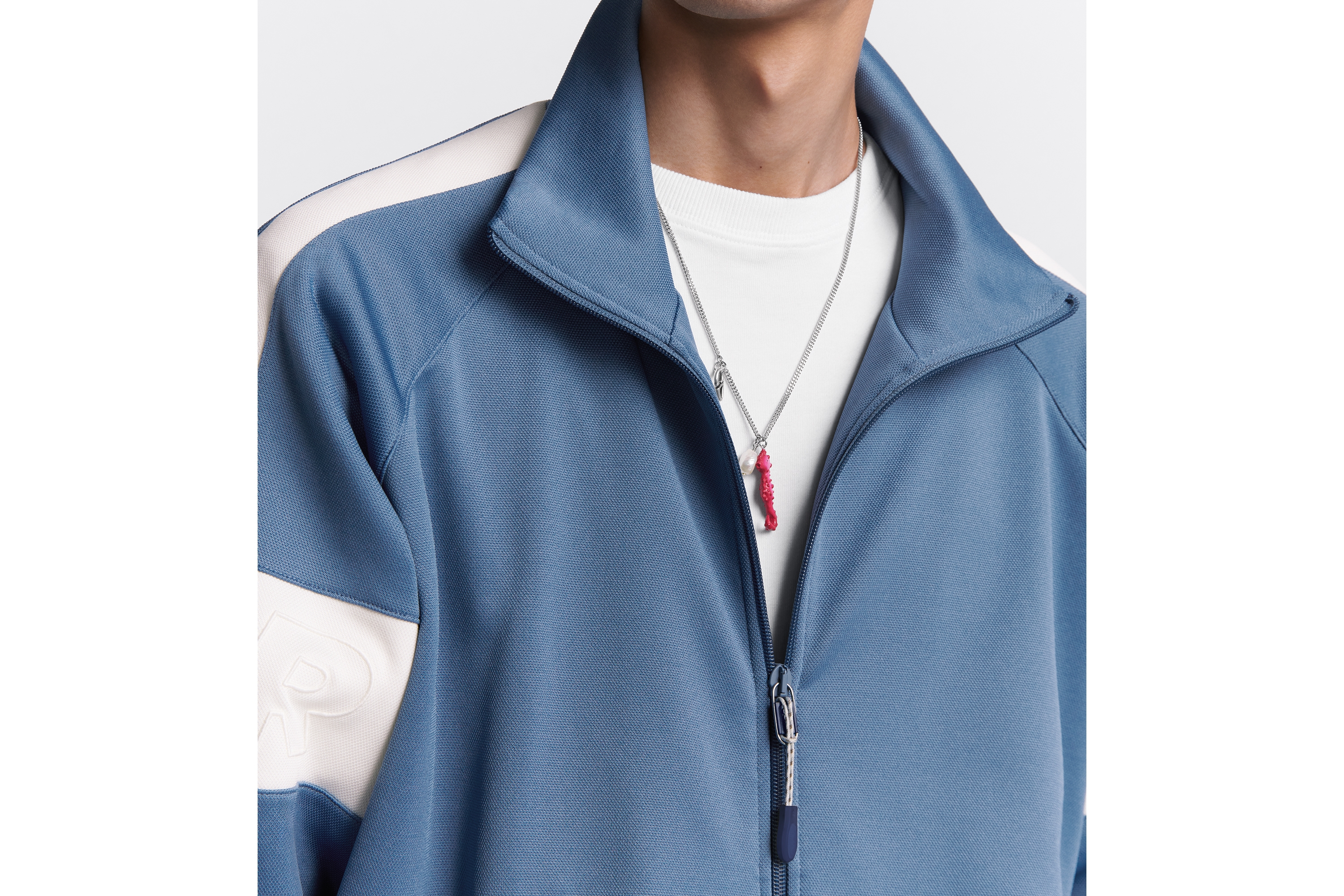 DIOR AND PARLEY Zipped Track Jacket Blue and White Parley