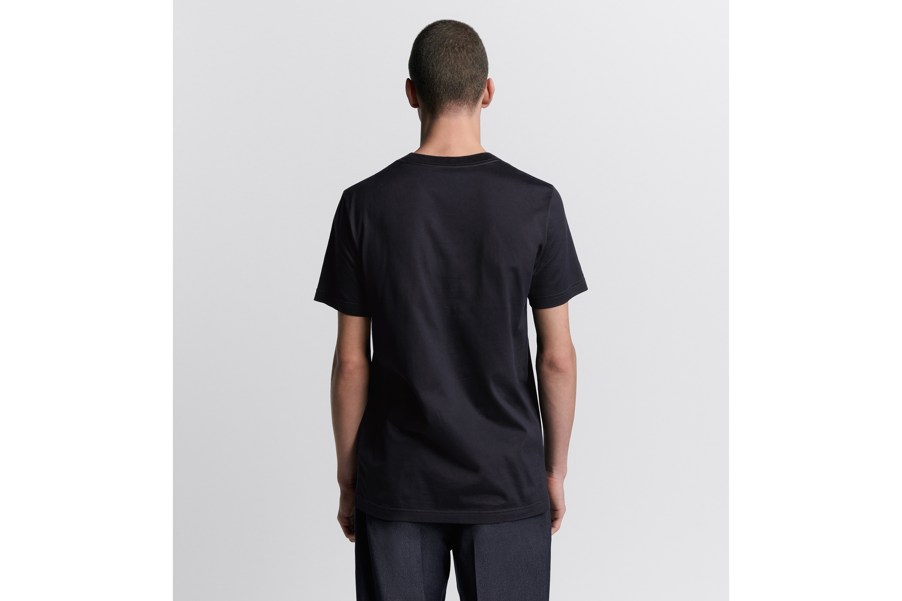 Look Dior Icons T-Shirt, Regular Fit Navy Blue Sea Island Cotton Jersey E09