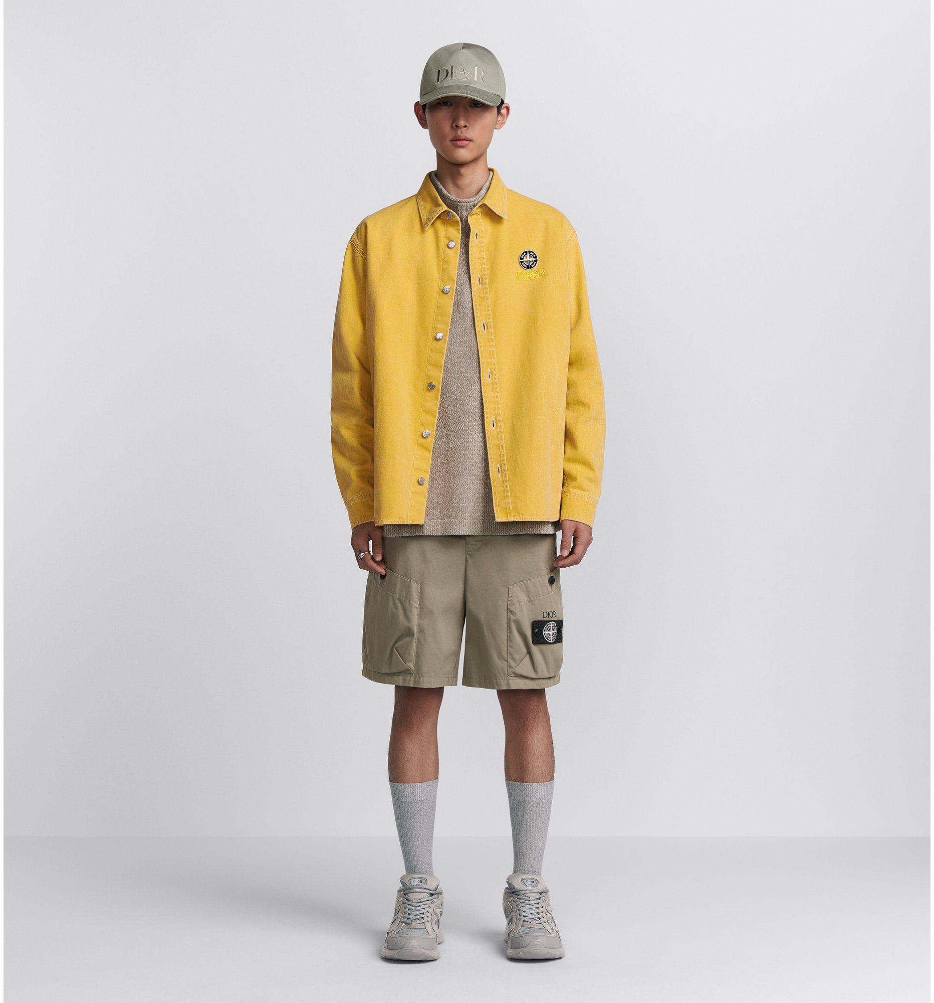 DIOR AND STONE ISLAND Overshirt Yellow Cotton DIOR