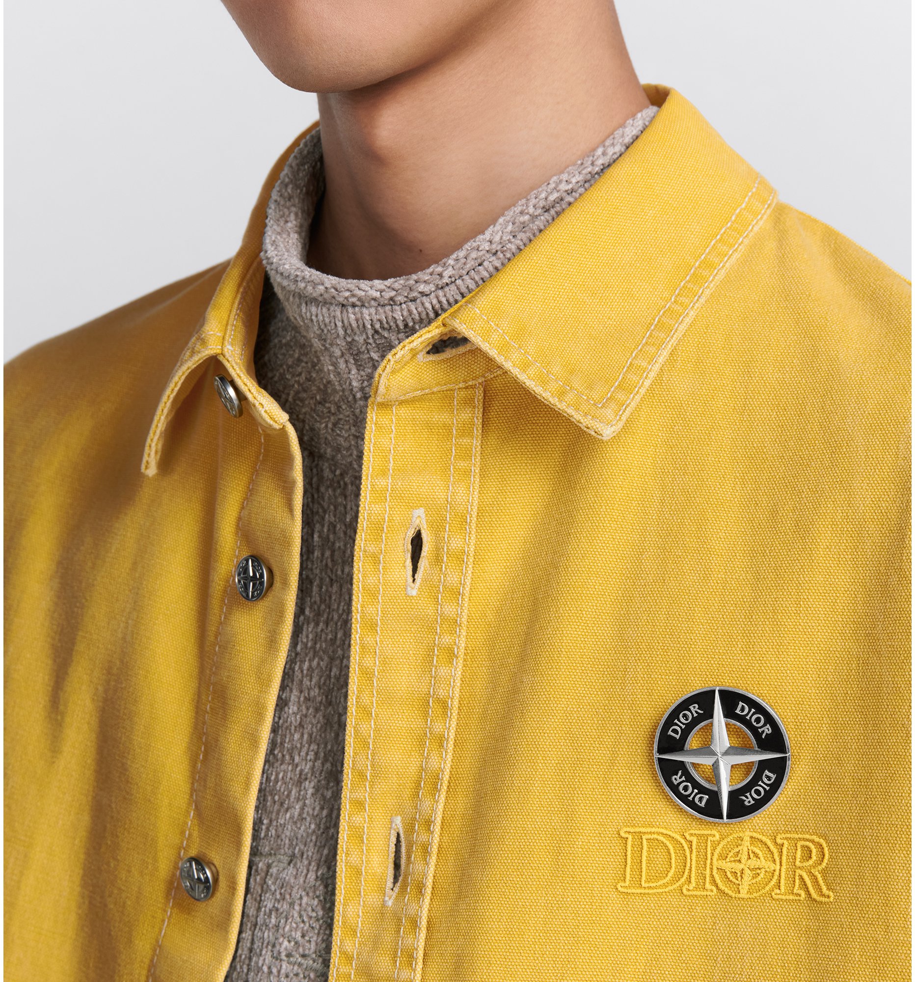 DIOR AND STONE ISLAND Overshirt Yellow Cotton DIOR
