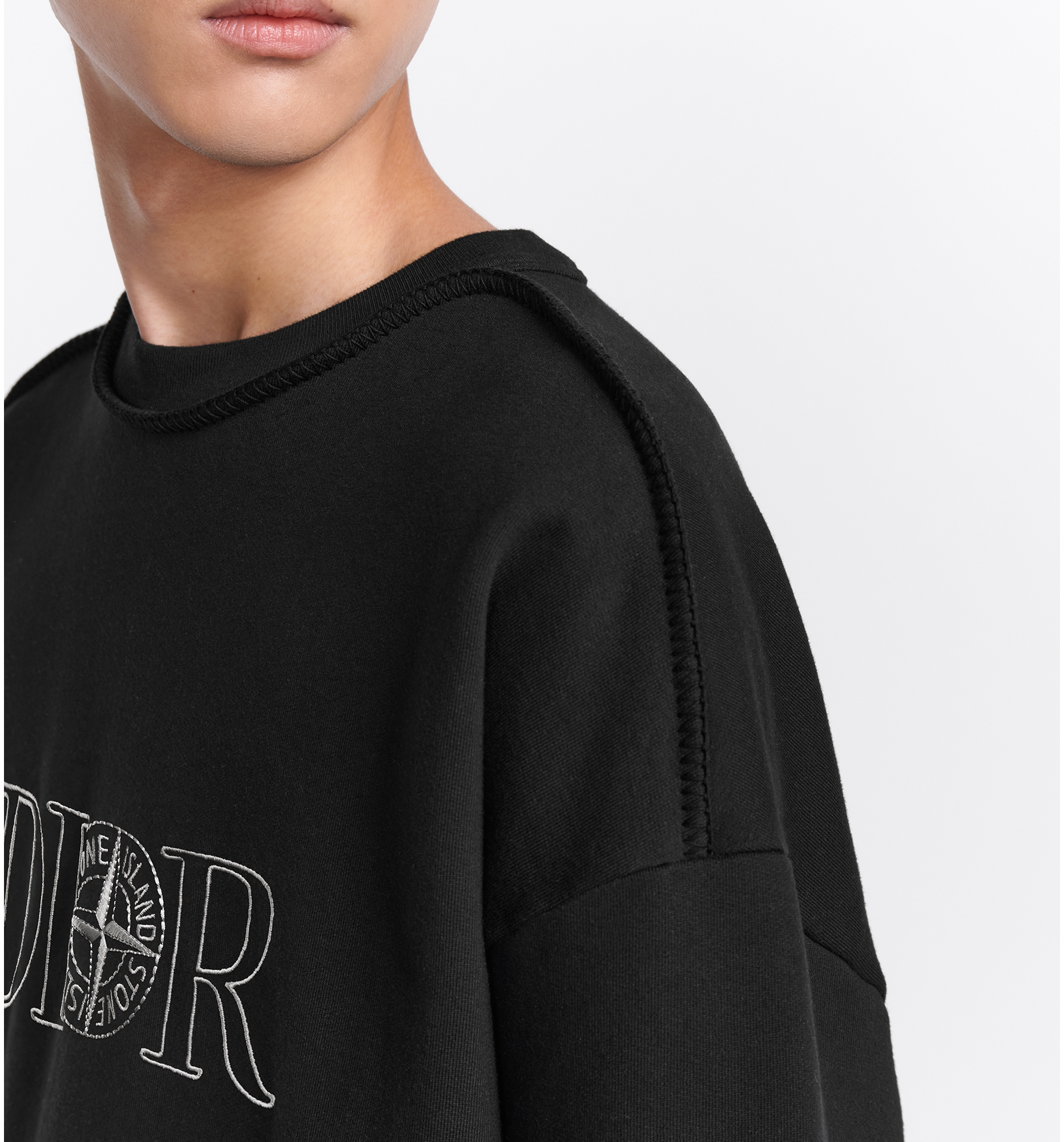 DIOR AND STONE ISLAND Sweatshirt Black Cotton Fleece DIOR