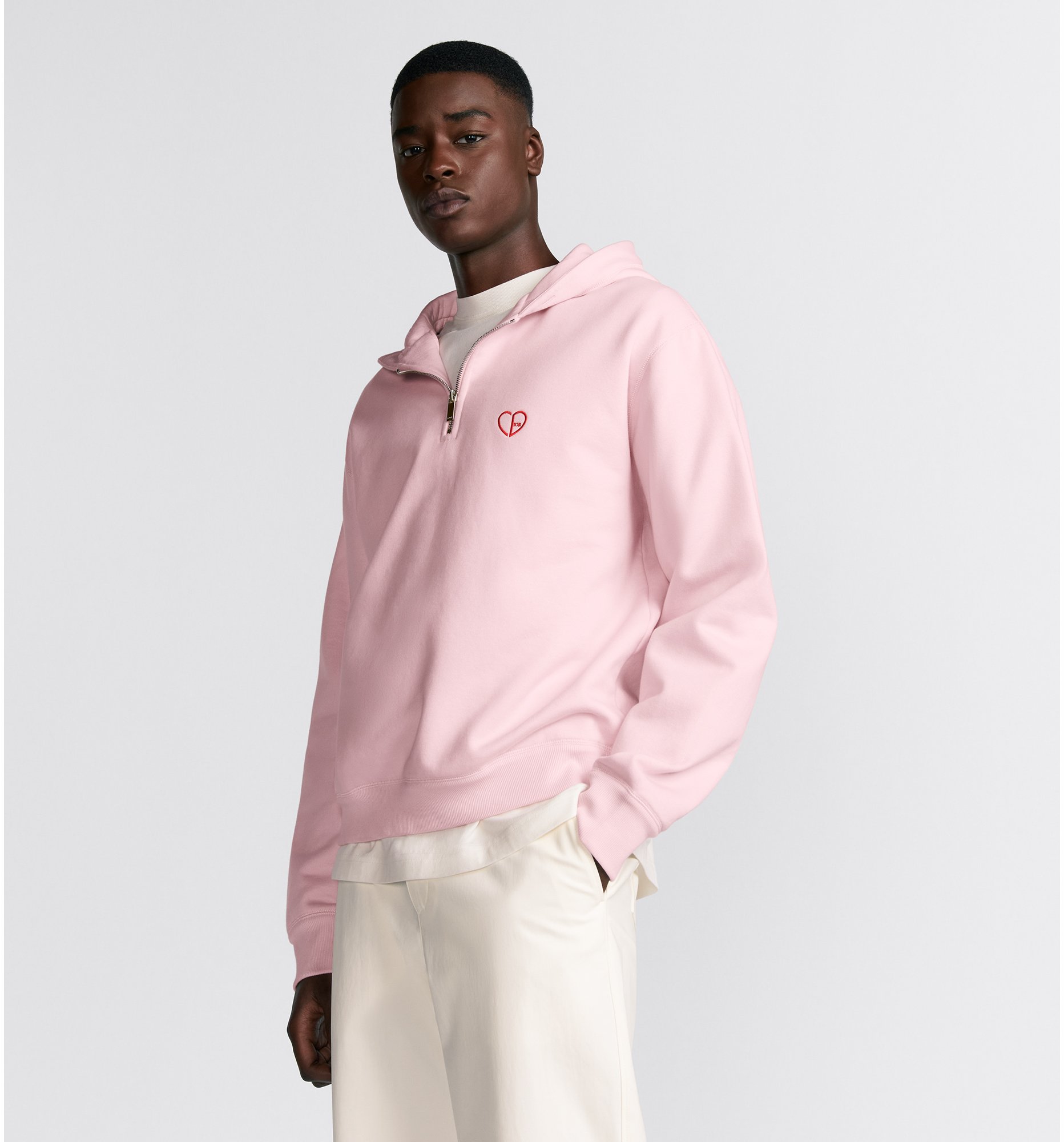 Relaxed fit trui met capuchon en CD Heart kenmerk Roze katoenfleece DIOR