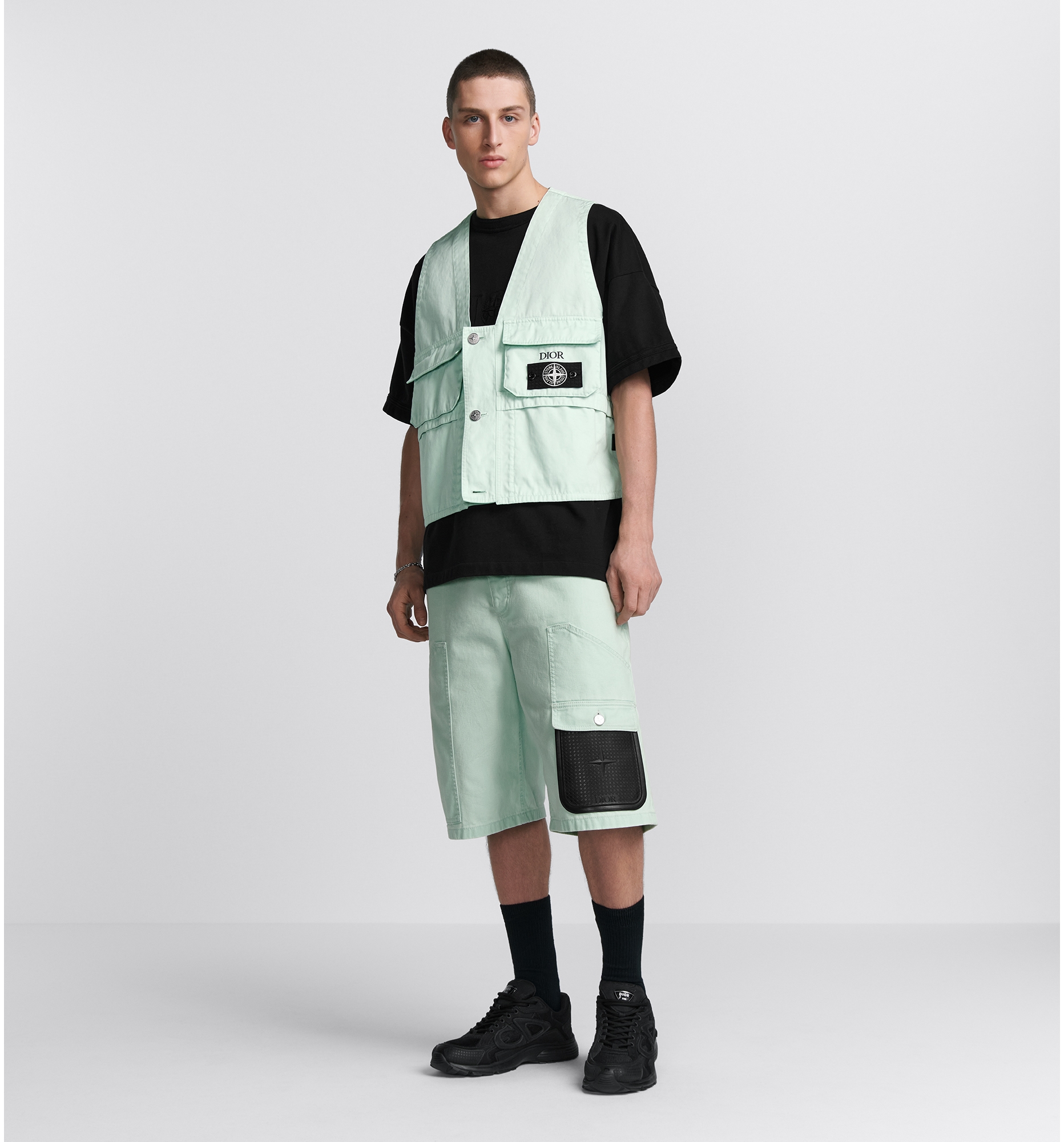 Gilet sans manches DIOR AND STONE ISLAND Satin de coton melange vert clair DIOR