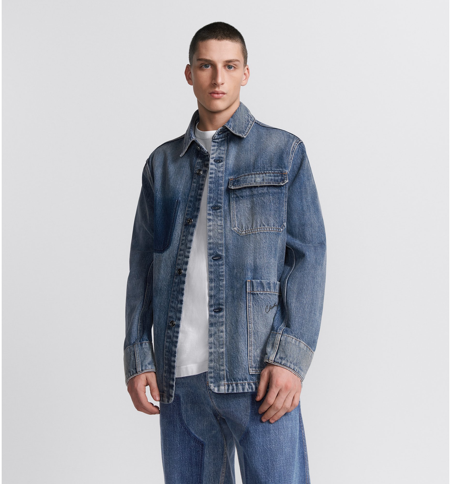 Lily of the Valley Overshirt Blue Cotton Twill DIOR