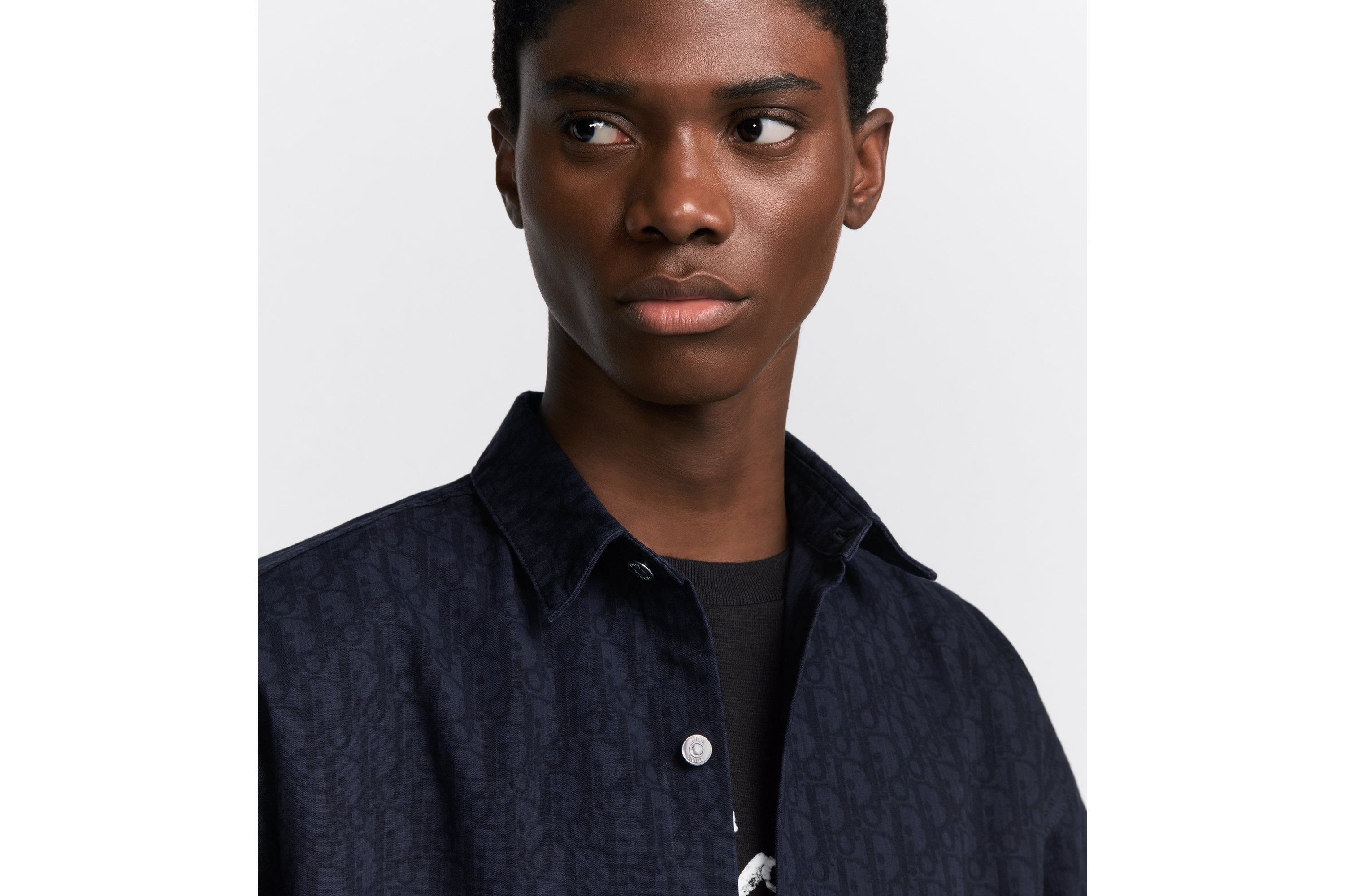Sobrecamisa de manga corta Denim de algodón con motivo Dior Oblique