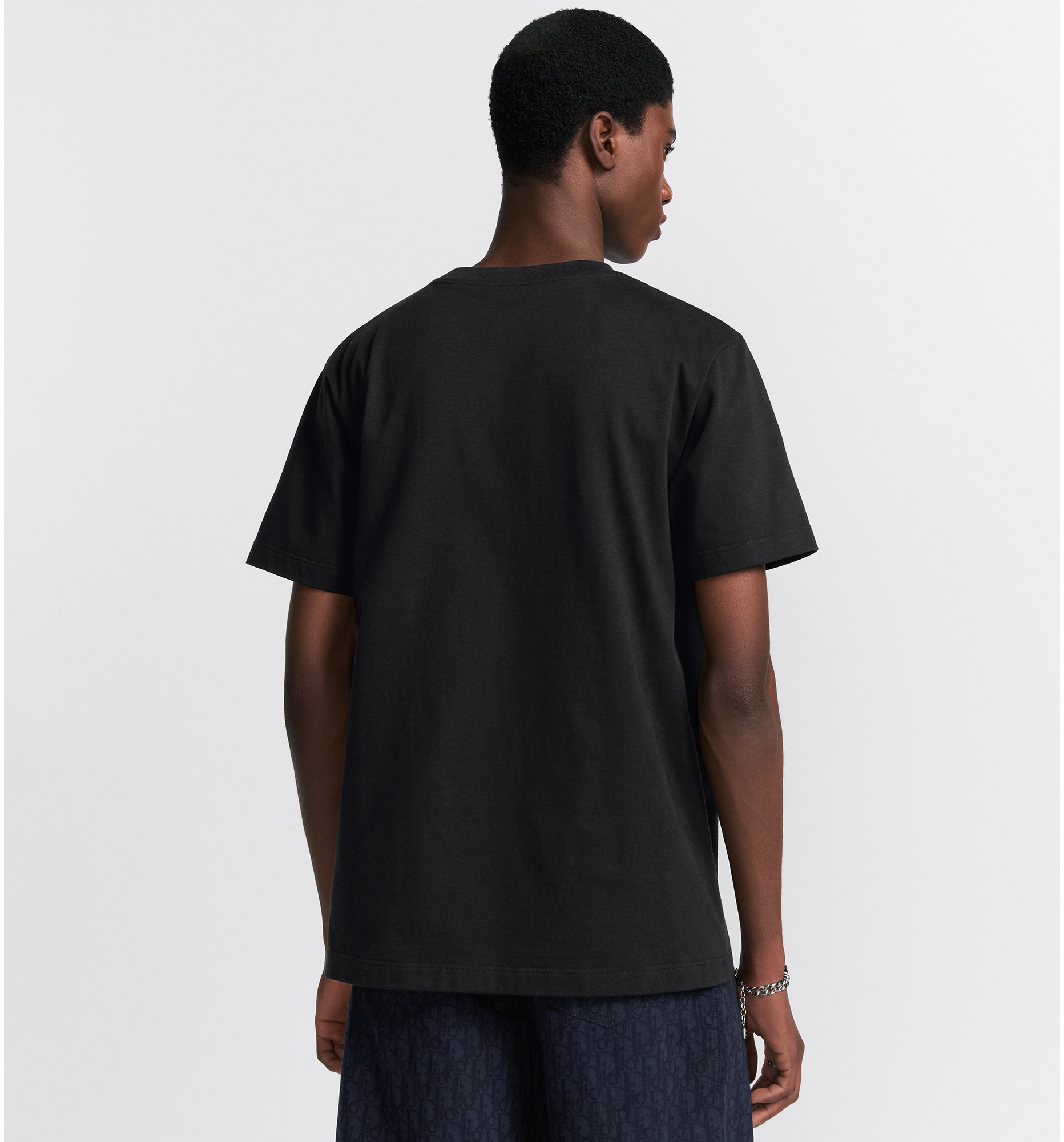 Relaxed fit T shirt met handgeschreven Christian Dior kenmerk Zwarte katoenjersey DIOR