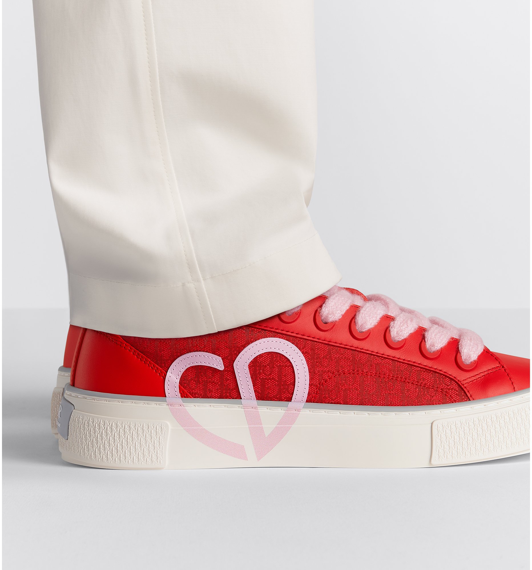 B33 Sneaker Red Smooth Calfskin and Red Dior Oblique Jacquard DIOR