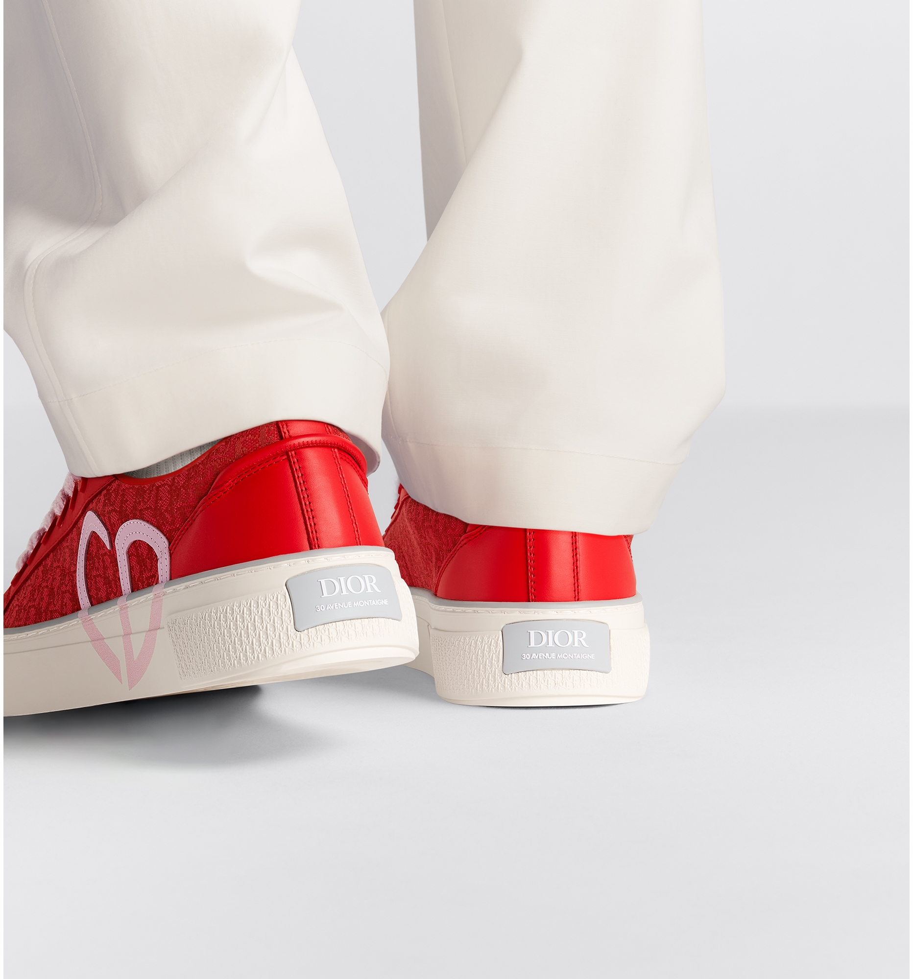B33 Sneaker Red Smooth Calfskin and Red Dior Oblique Jacquard DIOR