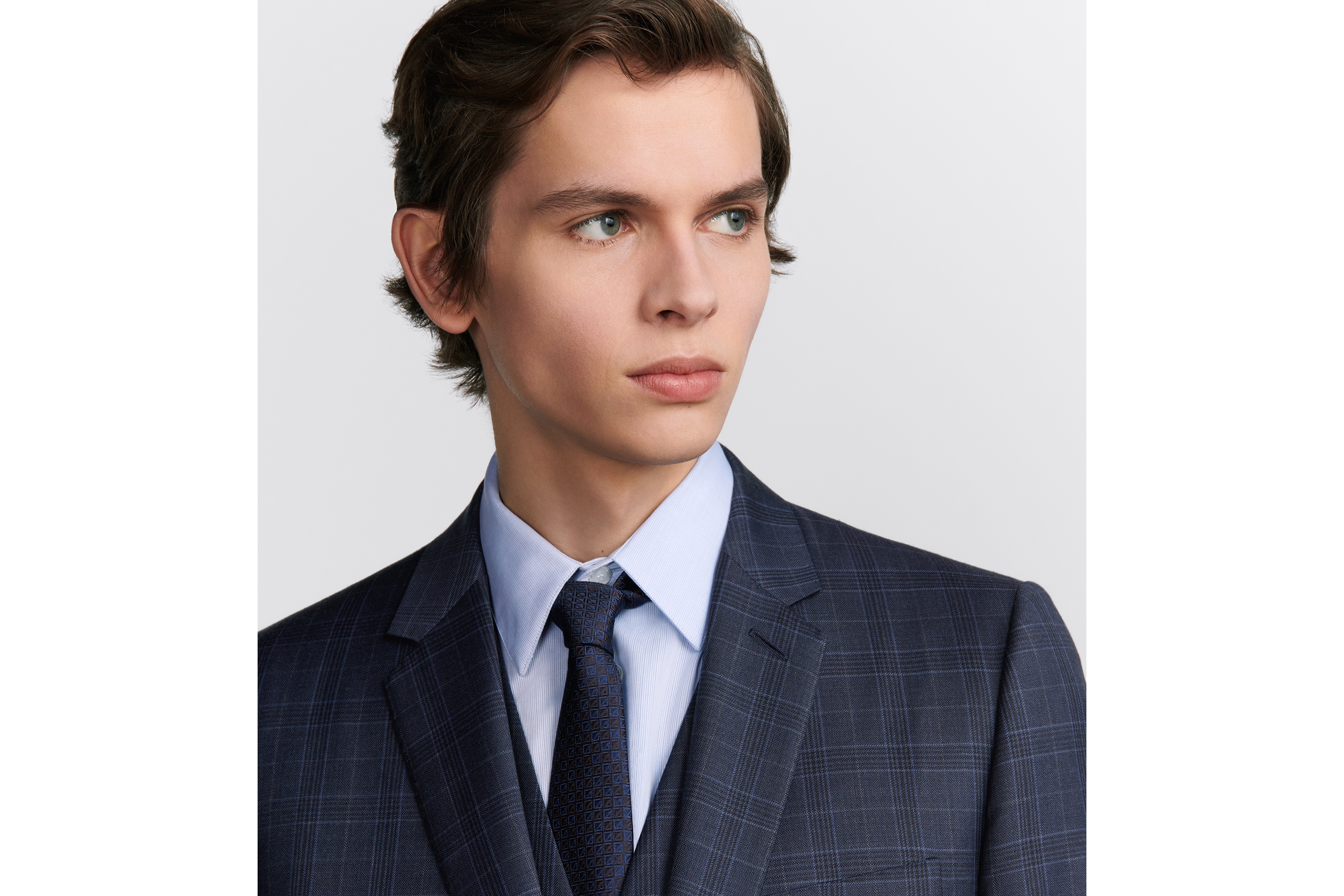 Terno clássico Lã virgem quadriculada azul | DIOR