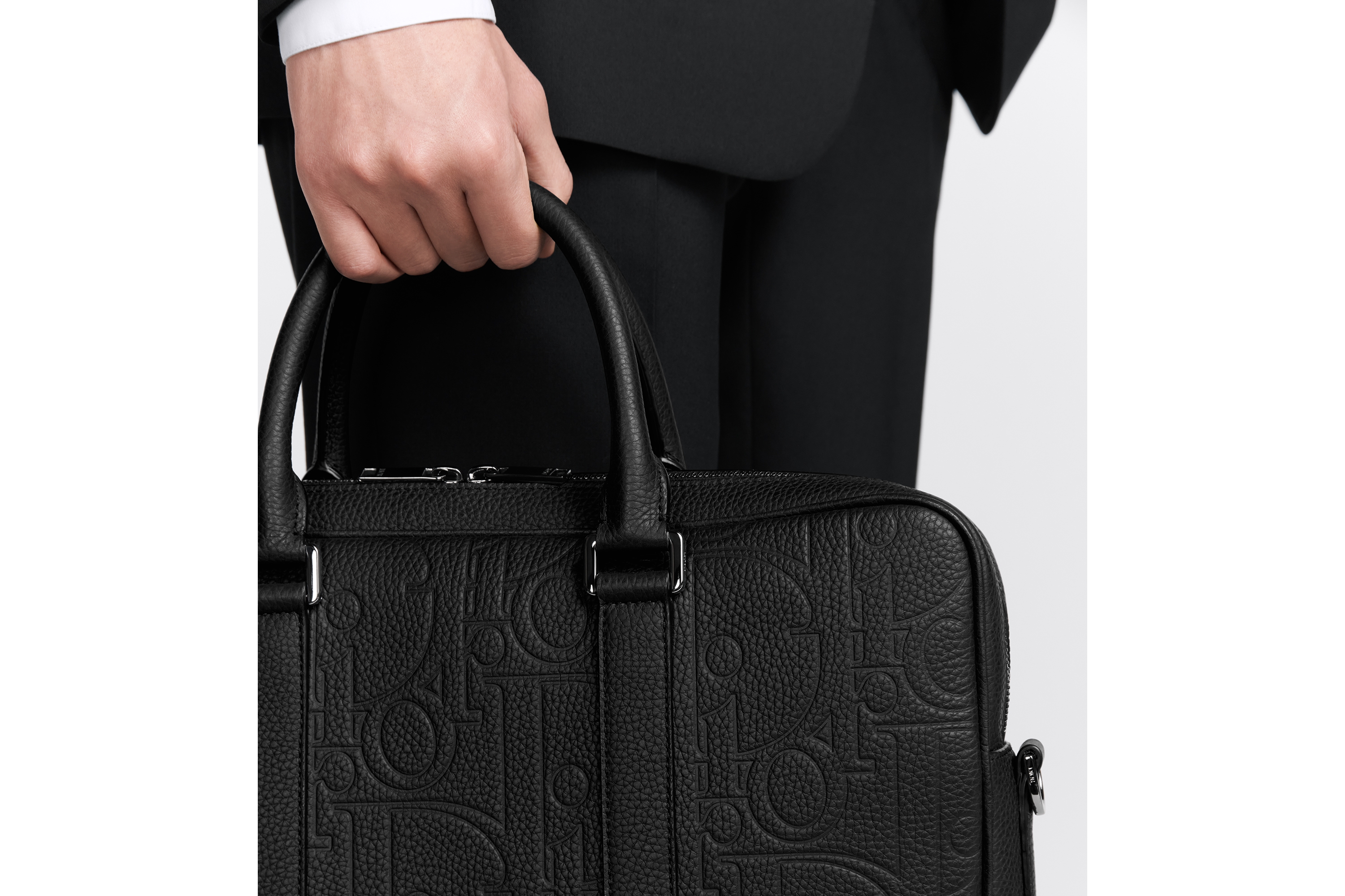 Look Zipped Briefcase Black Dior Gravity Leather and Black Grained Calfskin E20