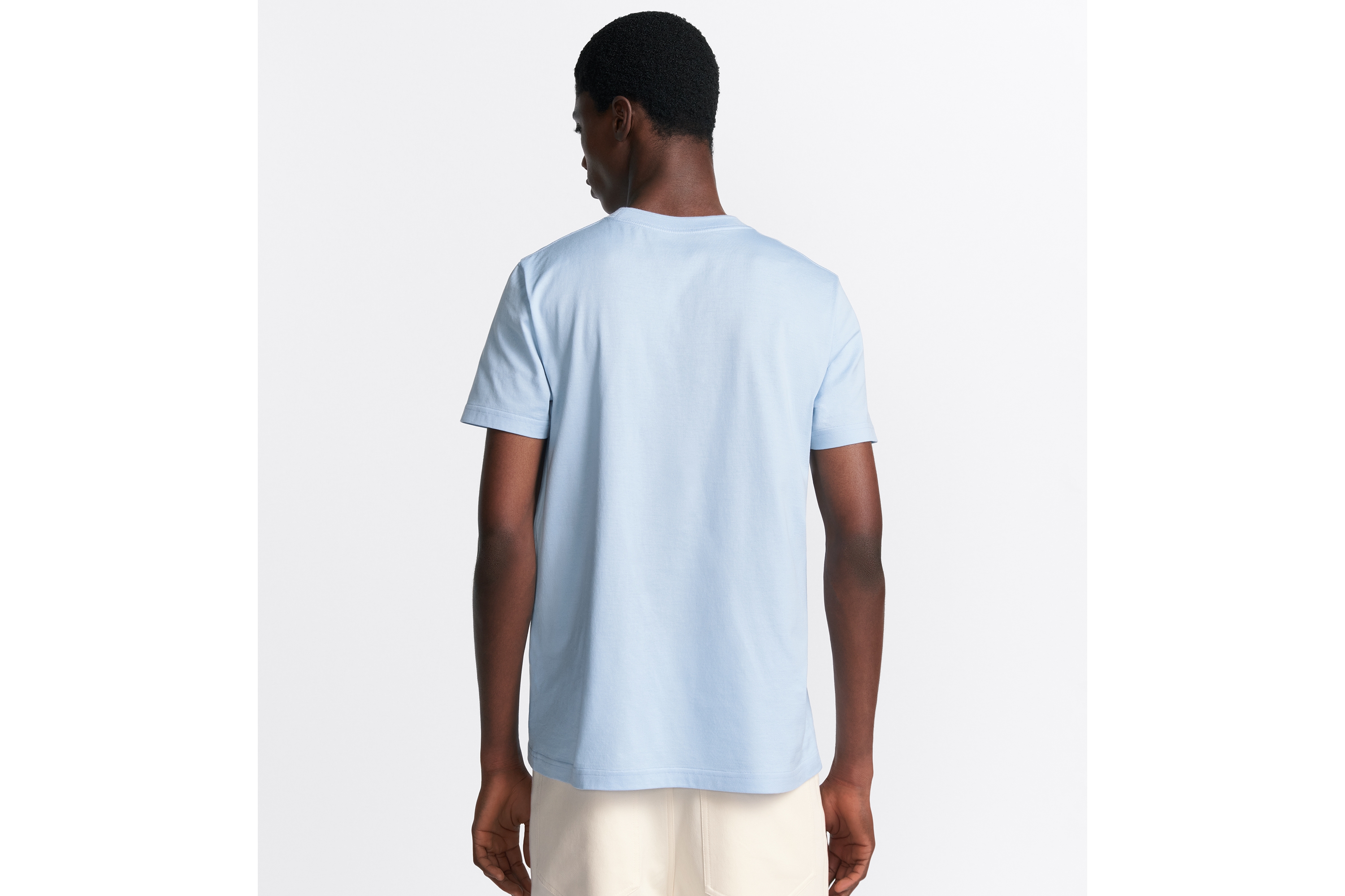 Look Dior Icons T-Shirt, Regular Fit Blue Sea Island Cotton Jersey E09