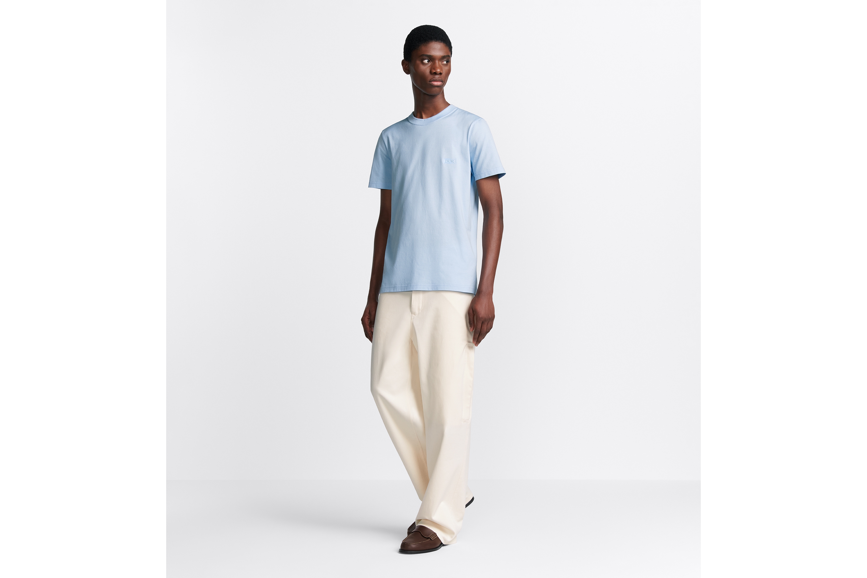 Look Dior Icons T-Shirt, Regular Fit Blue Sea Island Cotton Jersey E11