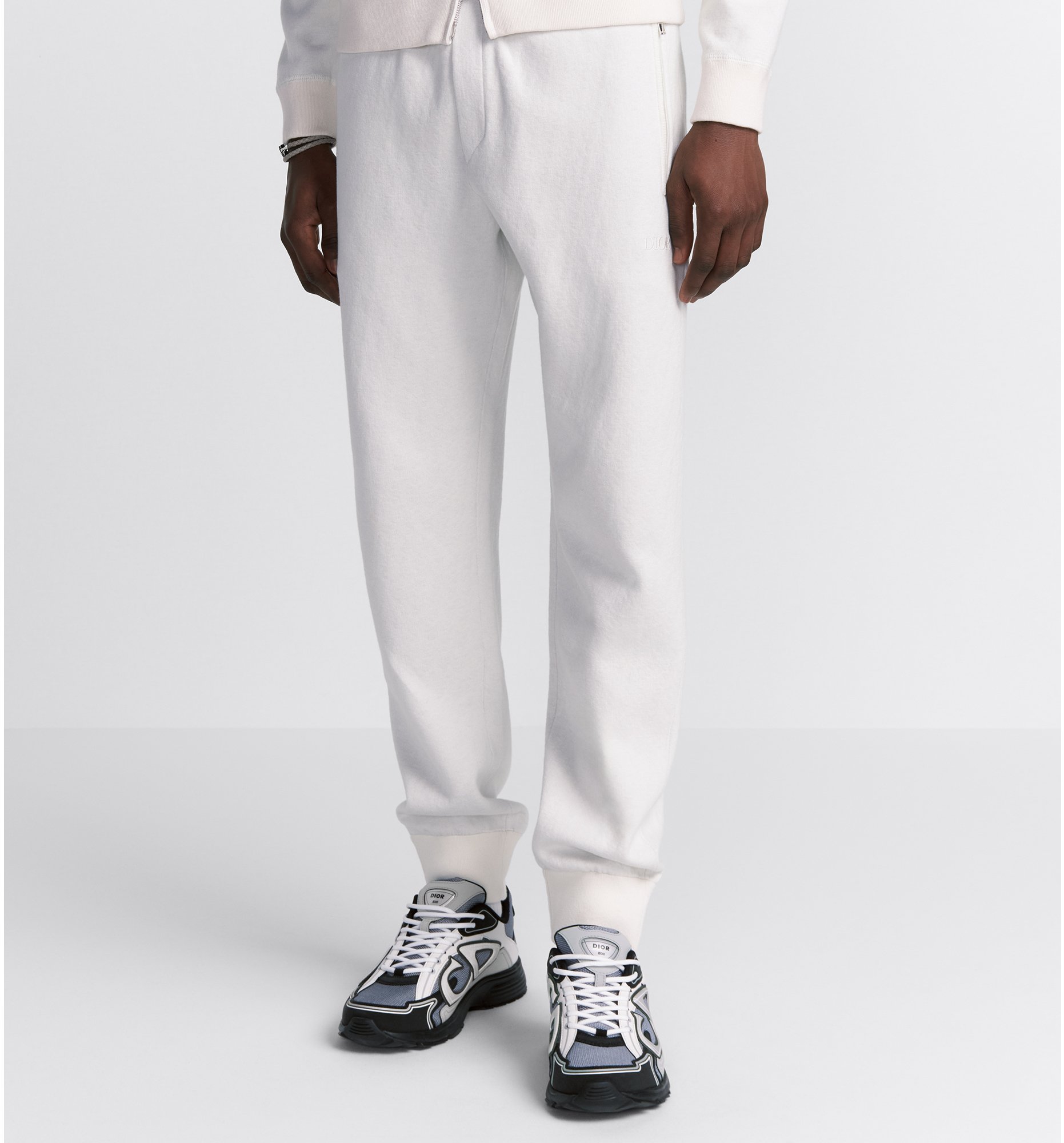 Track Pants White Cotton Knit and Cashmere DIOR