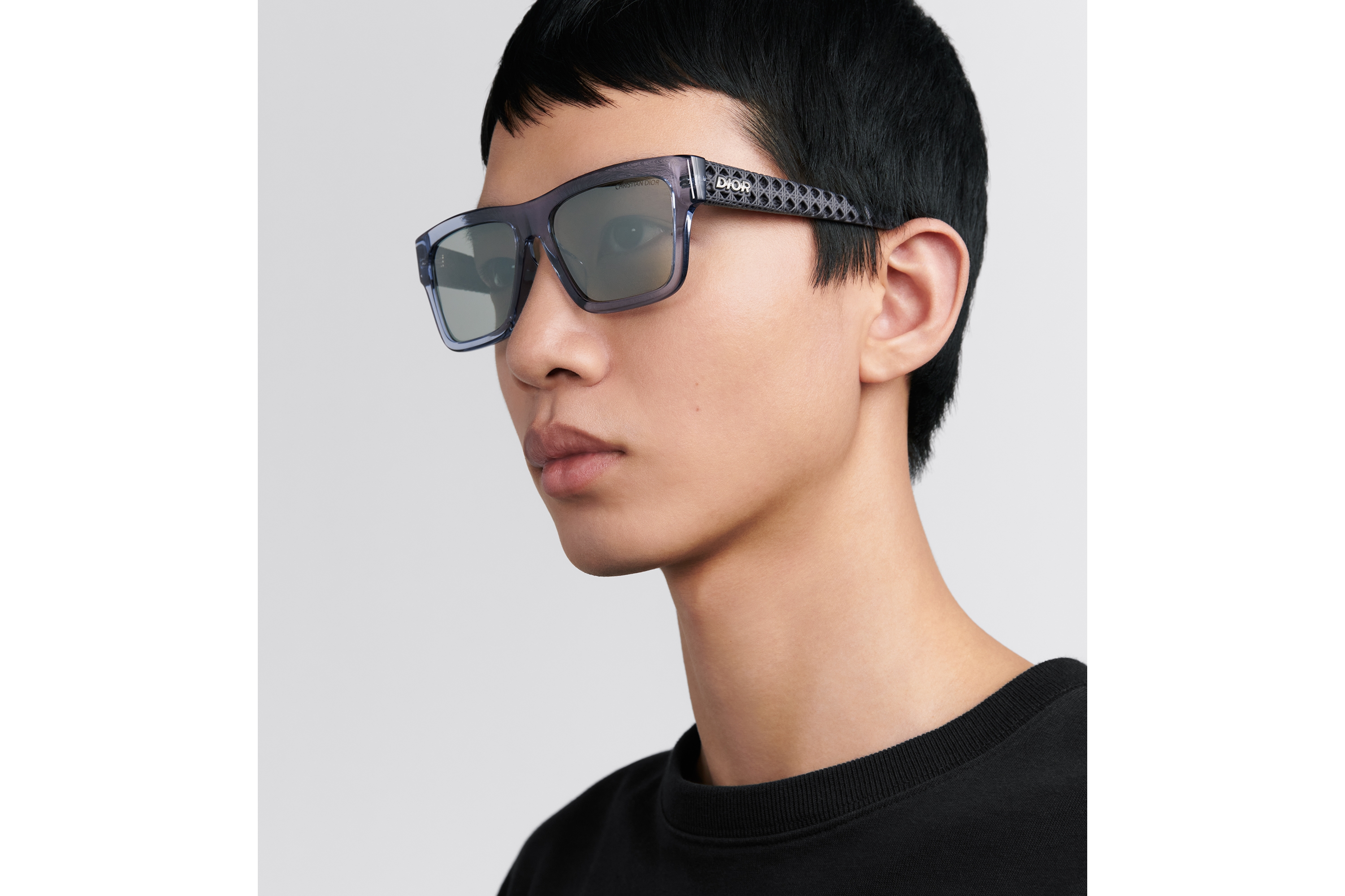 Look Dior3D S2F Transparent Blue Rectangular Sunglasses E29