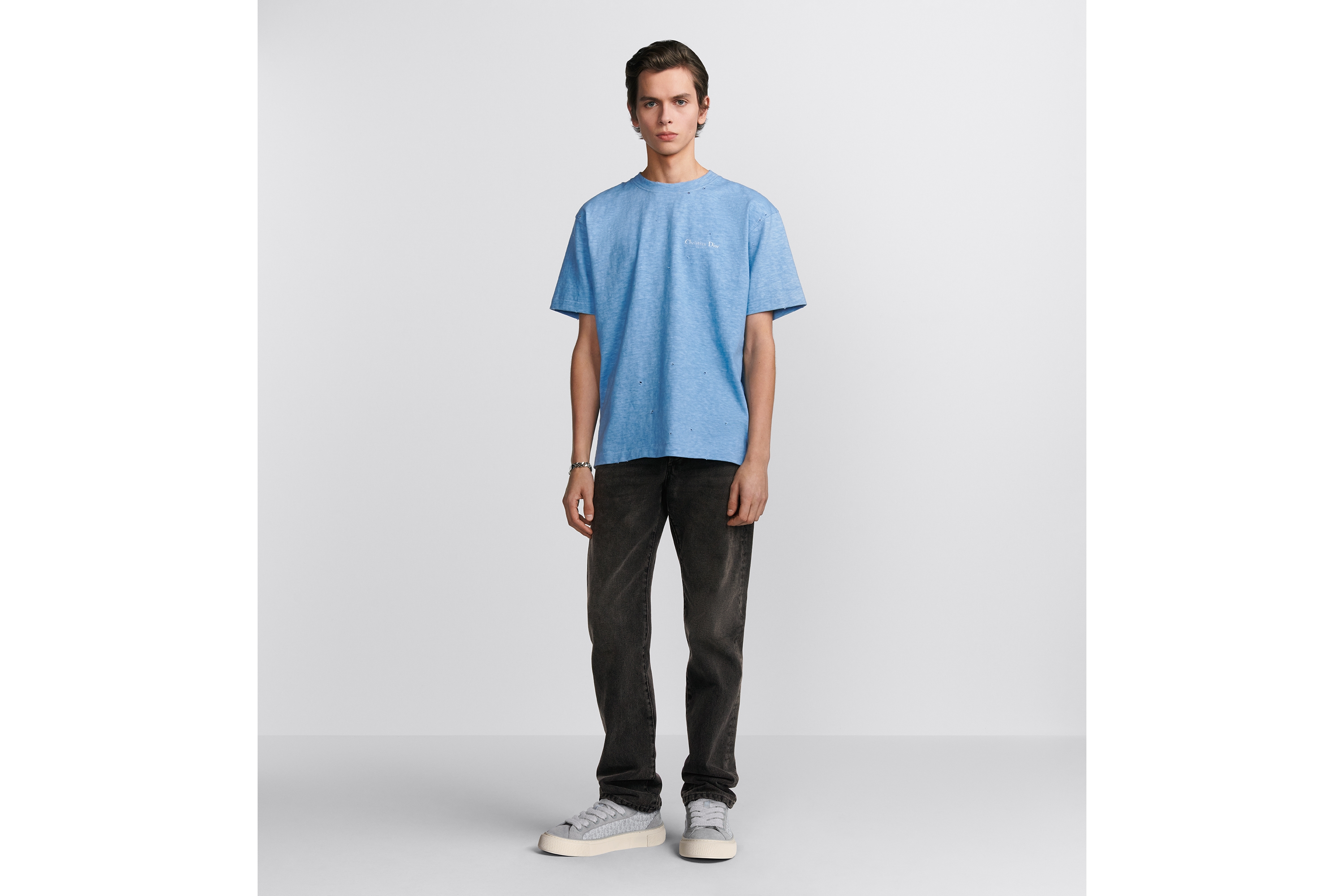 Christian Dior Couture T-Shirt, Relaxed Fit Blue Distressed