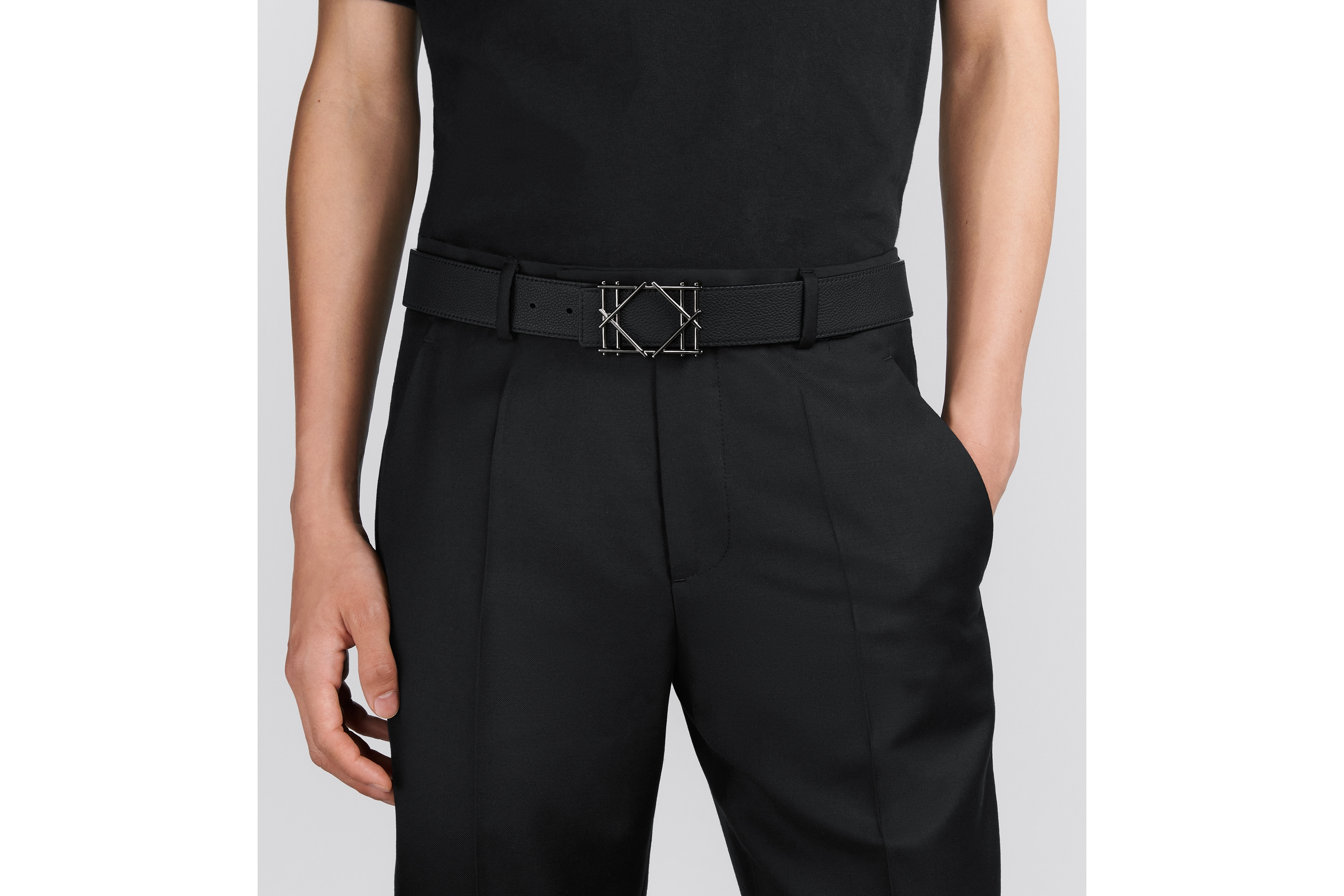 Look Boucle de ceinture Cannage Laiton finition ruthénium, 35 mm E45