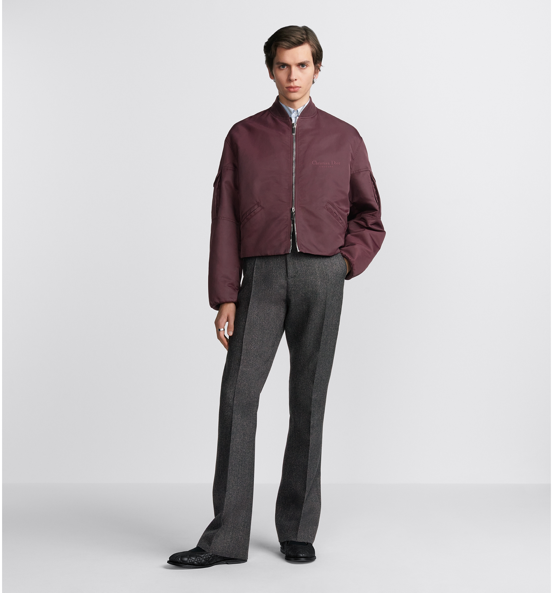 Bomberjack met Christian Dior Couture kenmerk Bordeauxrode technische stof DIOR
