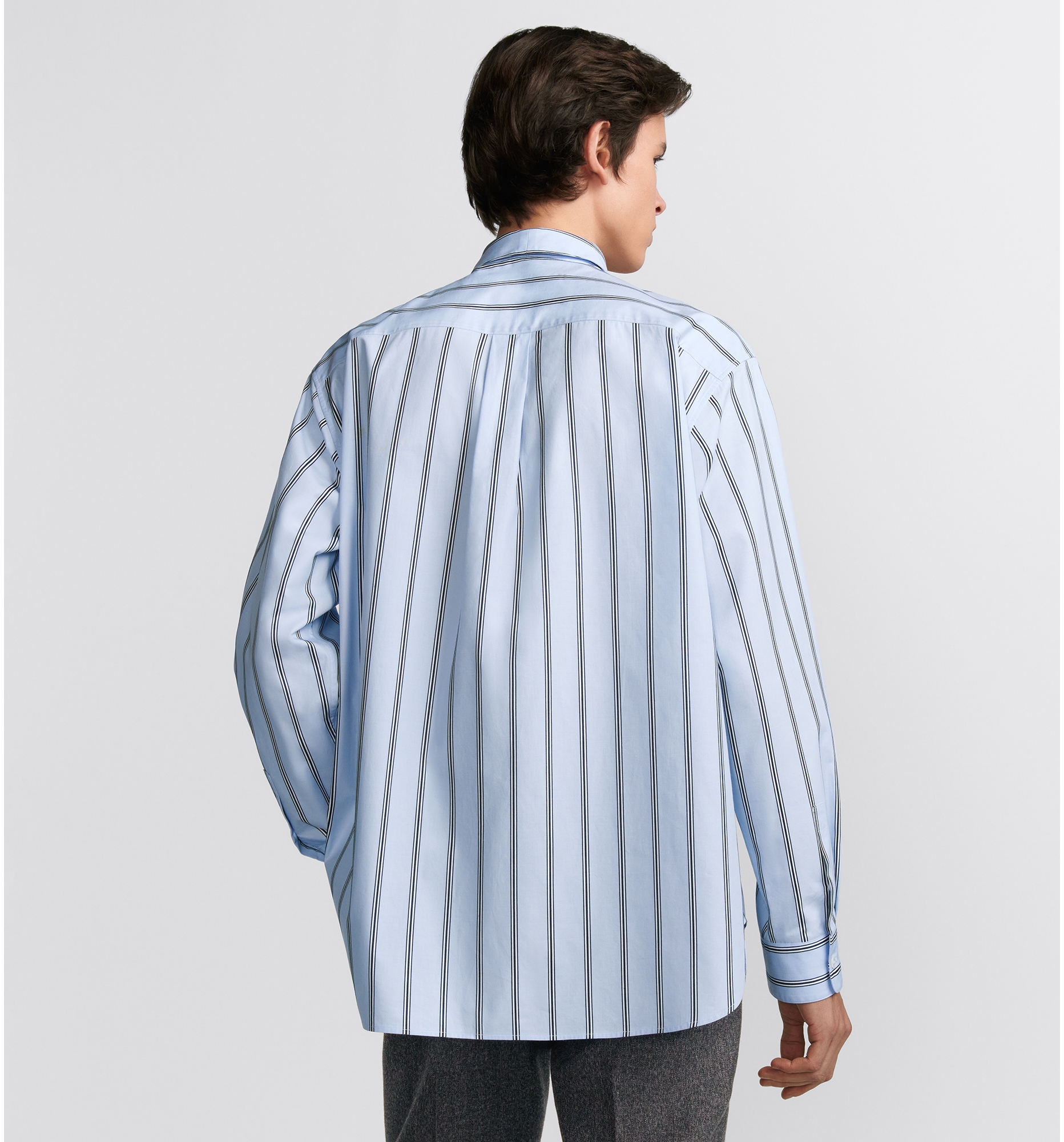 Chemise a broderie Christian Dior Couture Toile de coton bleu a rayures DIOR