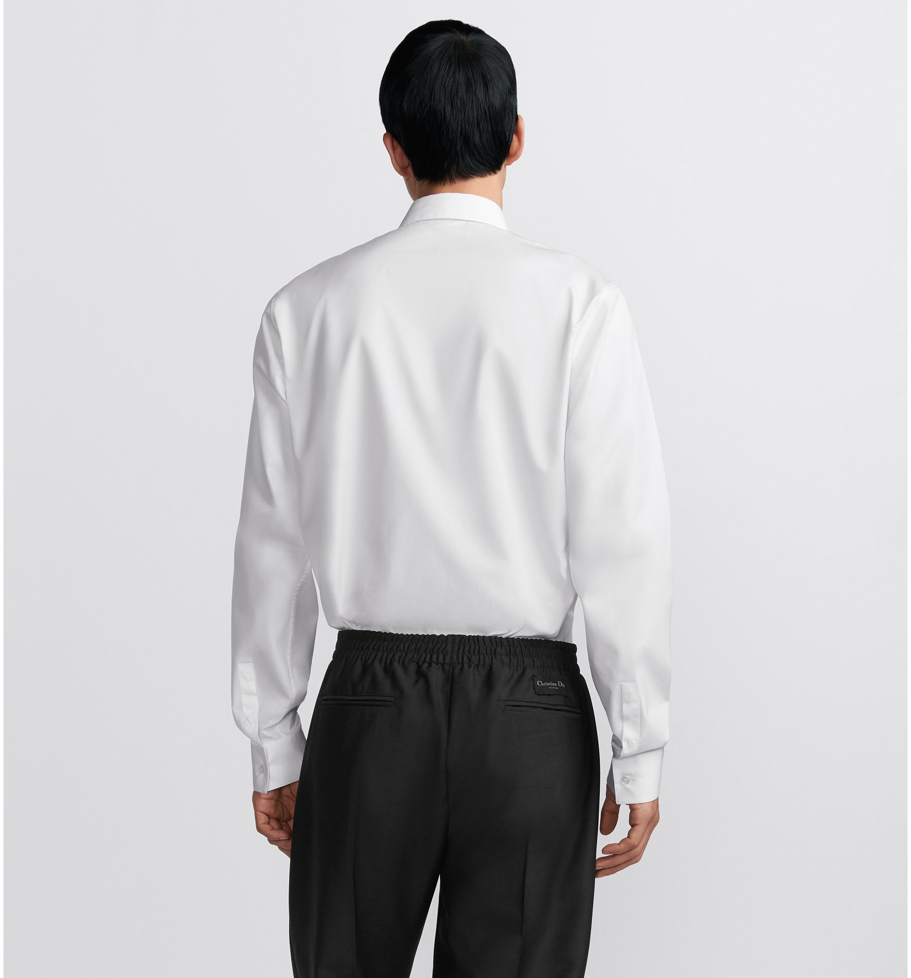 Overhemd met Christian Dior Tag borduursel Wit katoenpoplin DIOR