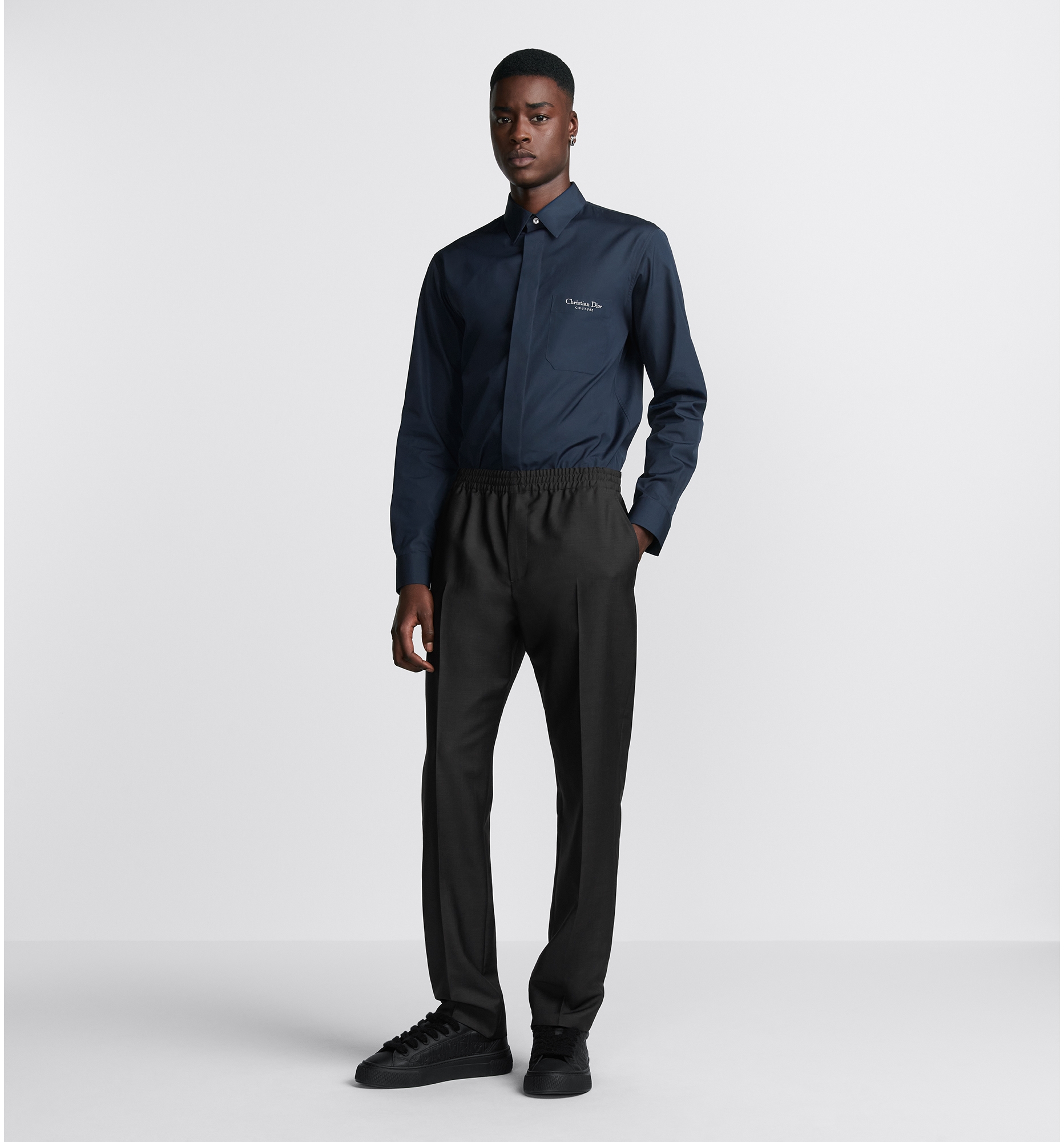 Camisa con bordado Christian Dior Couture Popelina de algodon azul DIOR
