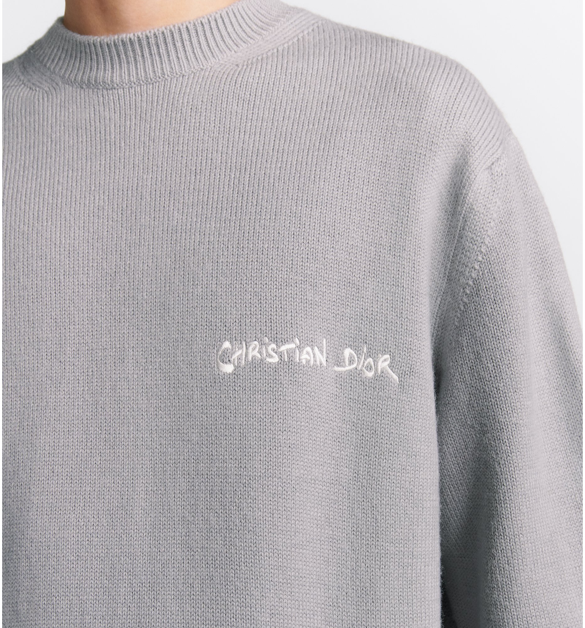 Christian Dior Tag Sweater Gray Wool and Alpaca Knit DIOR
