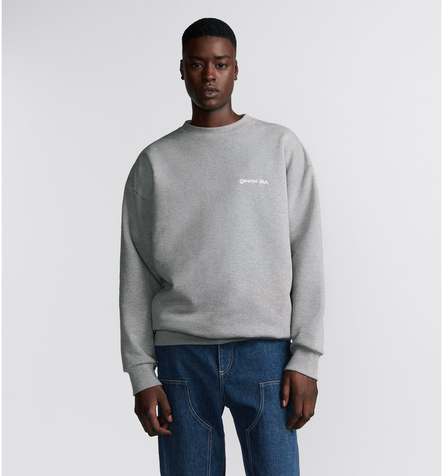 Christian Dior Tag Sweatshirt Oversized Fit Gray Cotton Fleece DIOR