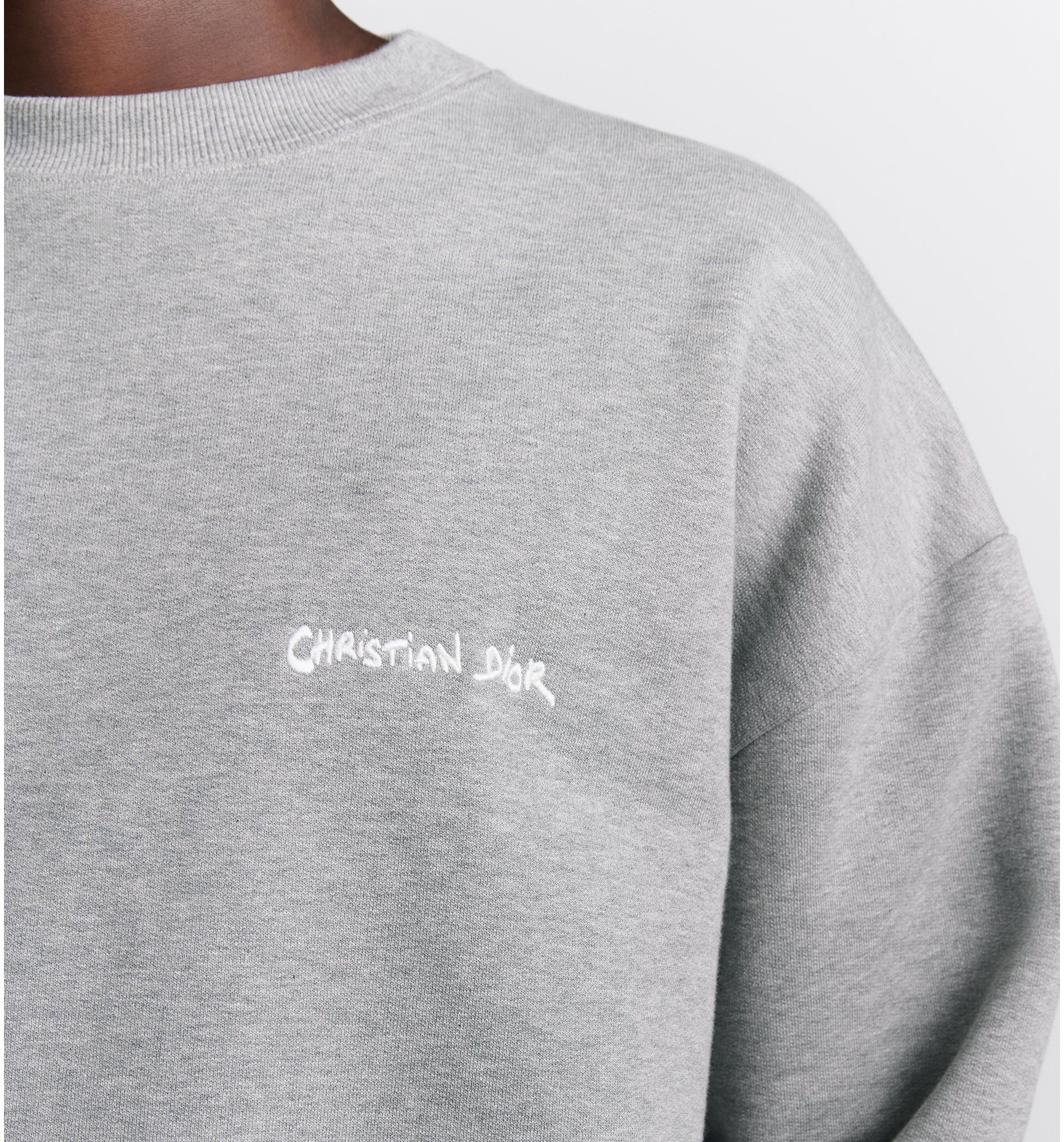 Christian Dior Tag Sweatshirt Oversized Fit Gray Cotton Fleece DIOR