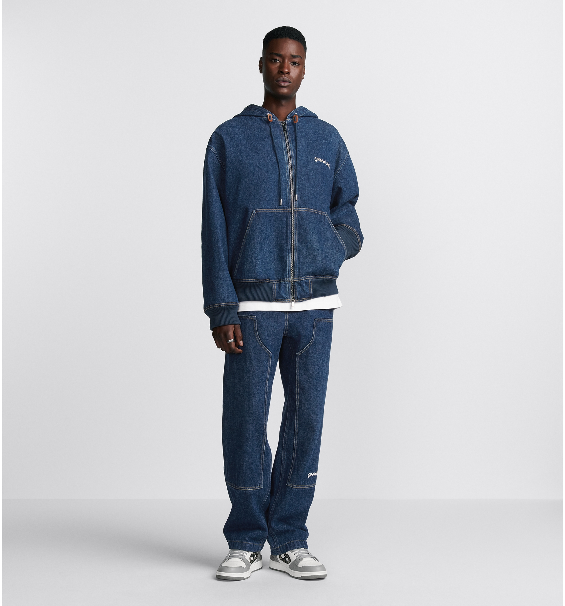 Christian Dior Tag Hooded Jacket Blue Cotton Denim DIOR