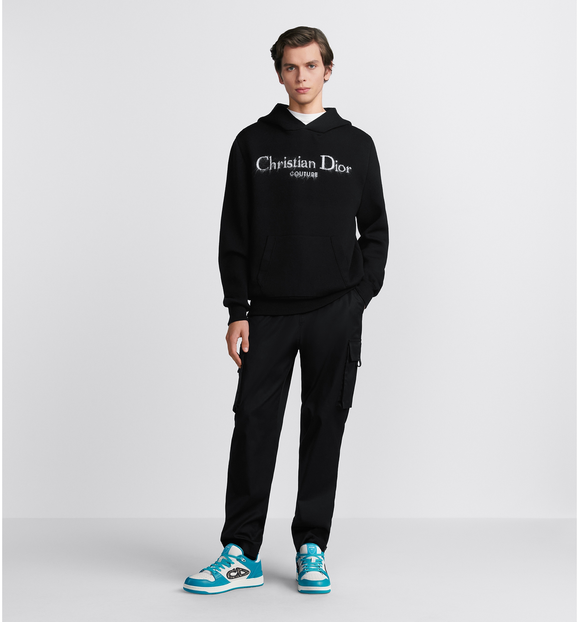 Felpa con cappuccio Christian Dior Couture Misto lana nero DIOR