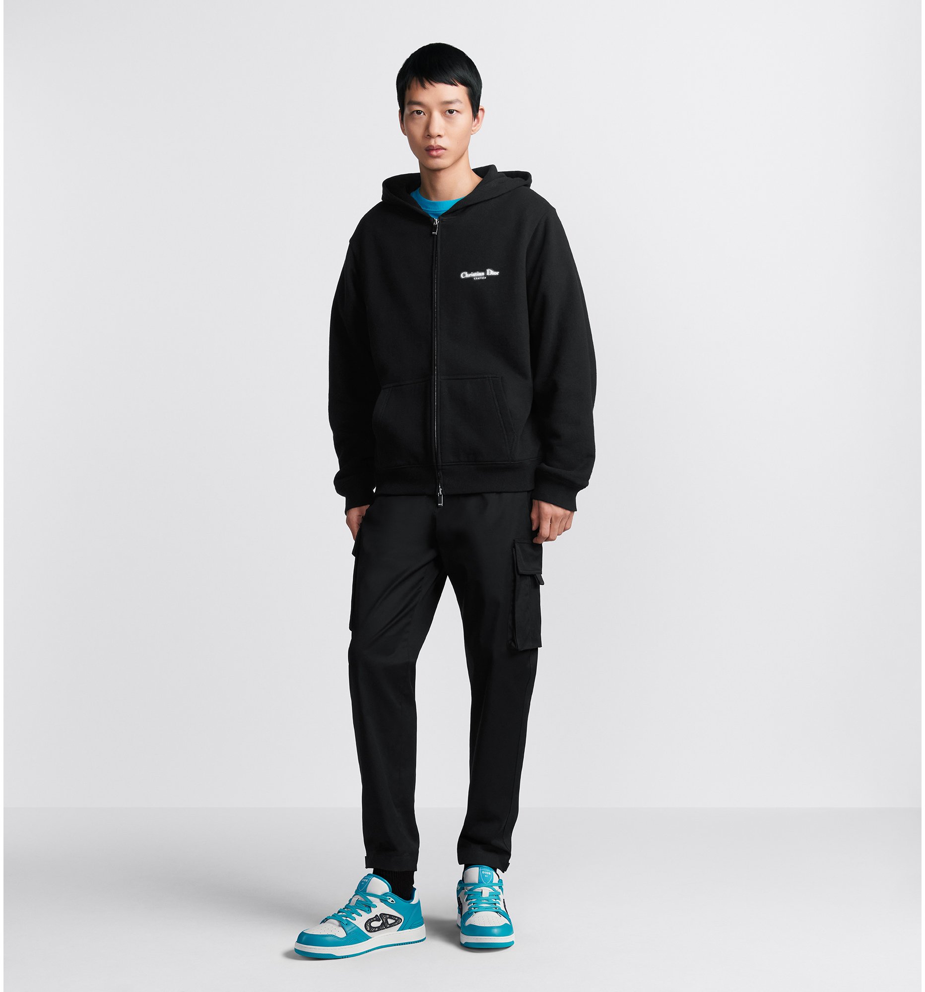 Christian Dior Couture Zipped Hooded Sweatshirt, Relaxed Fit Black Cotton  Fleece | DIOR