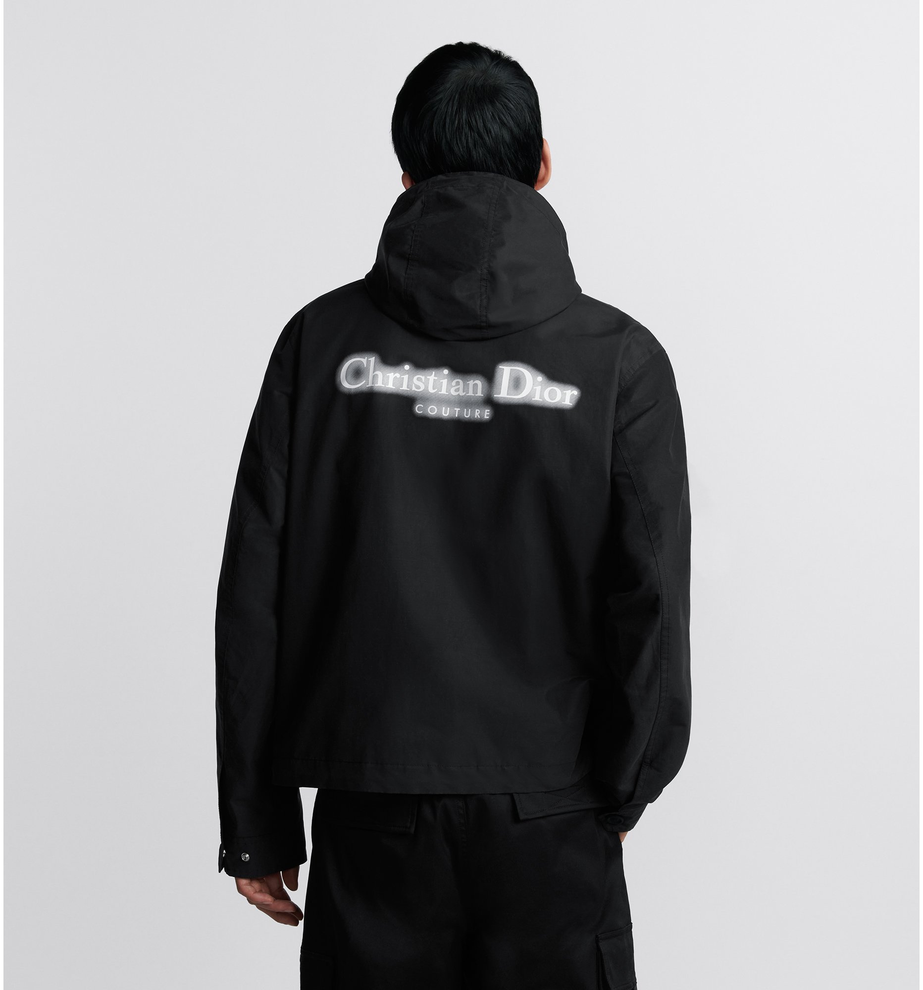 Windbreaker met Christian Dior Couture kenmerk Zwarte katoenblend DIOR