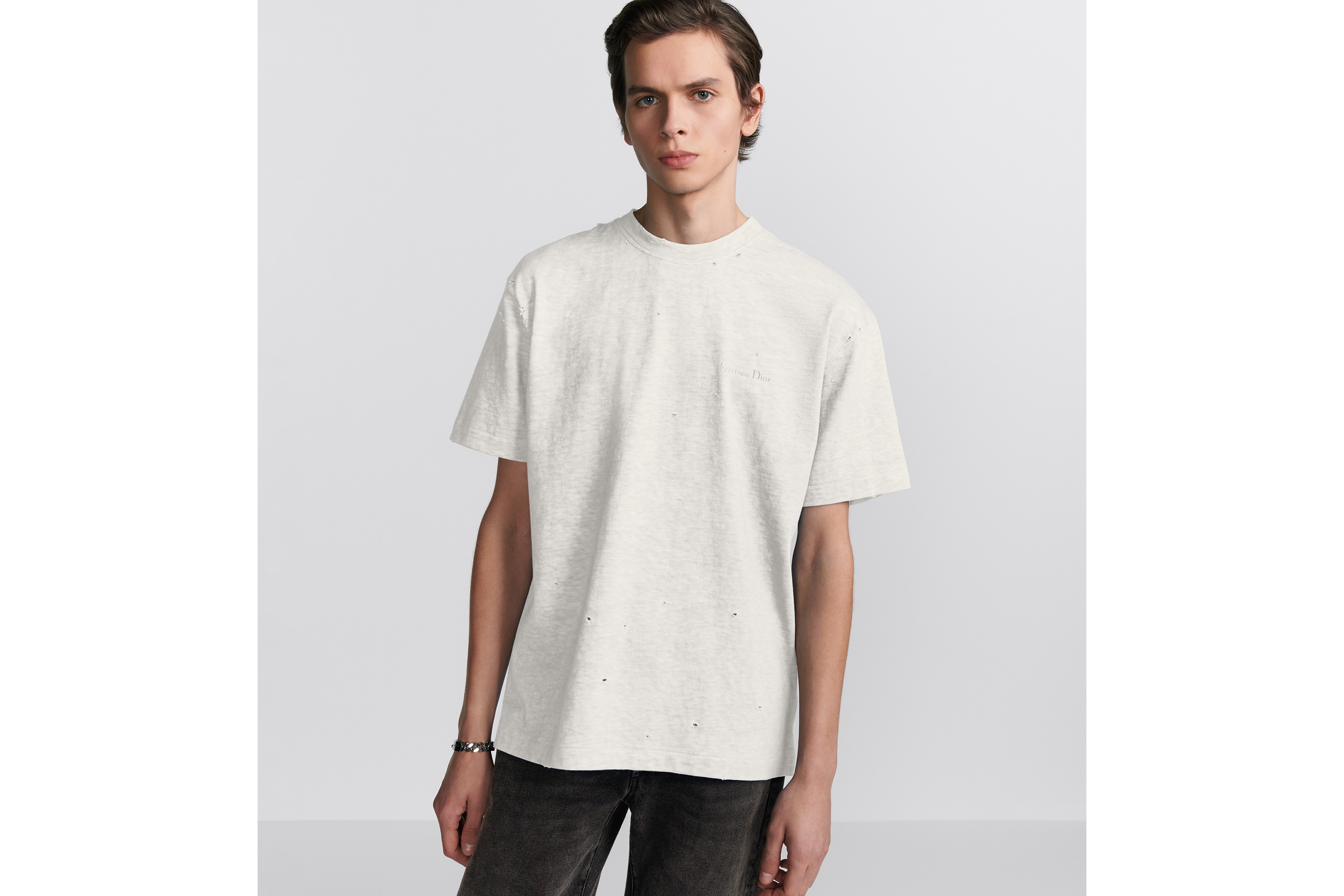 Dior ホワイト Tシャツ T-Shirt White Cotton Jersey with Signature | DIOR