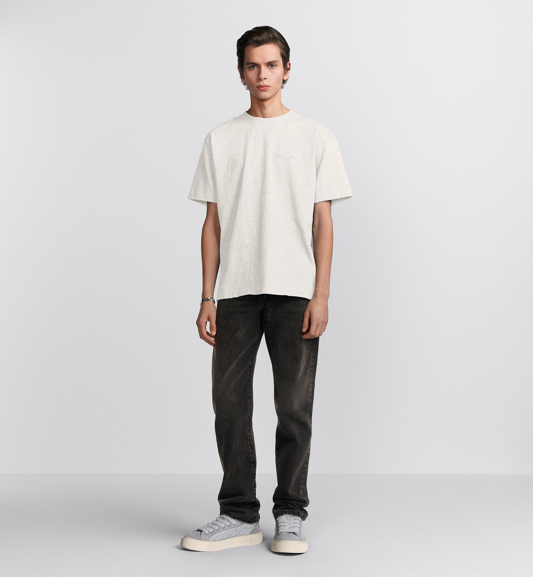 Christian Dior Couture T-Shirt, Relaxed Fit White Distressed Christian Dior Couture T-Shirt, Relaxed Fit White Distressed
