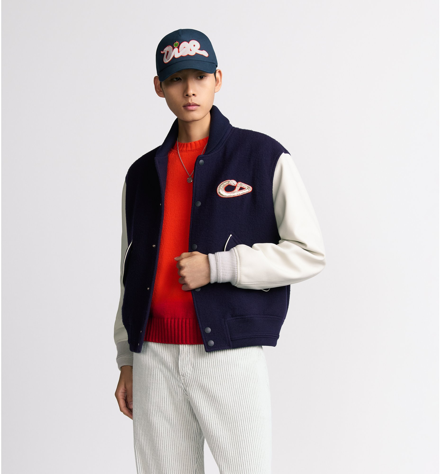 aria_look DIOR AND KAWS Varsity Jacket Front view