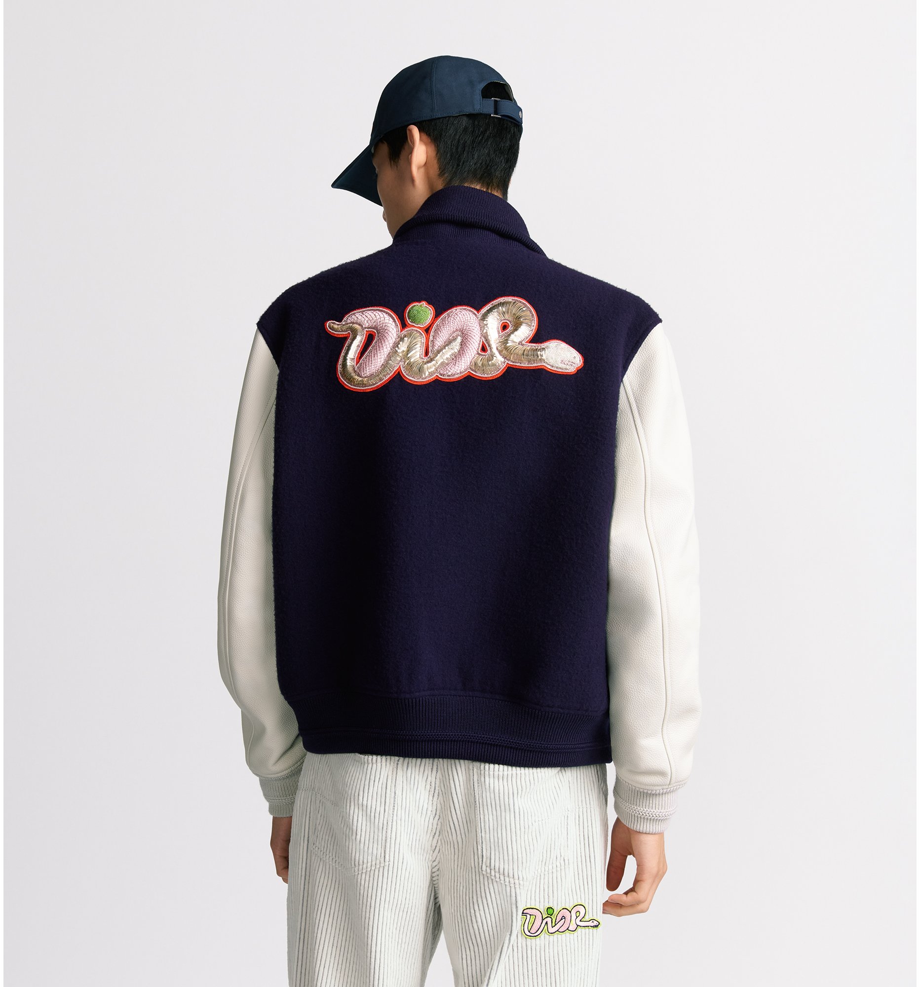 aria_look DIOR AND KAWS Varsity Jacket Three quarter closed view
