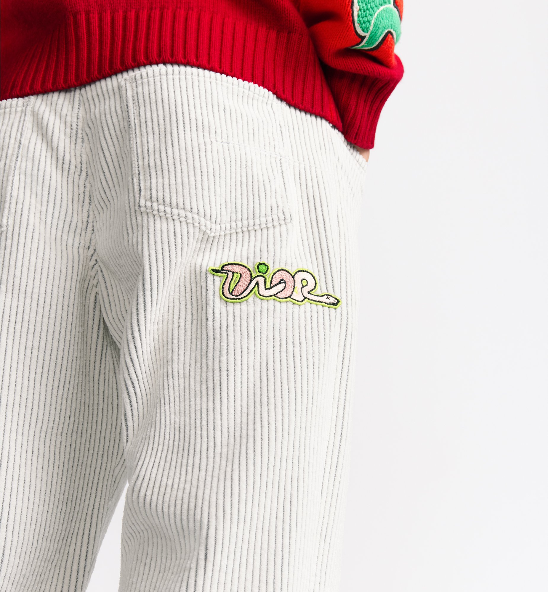 DIOR AND KAWS Heritage Jeans White Cotton-Blend Corduroy | DIOR DIOR AND KAWS Heritage Jeans White Cotton-Blend Corduroy | DIOR