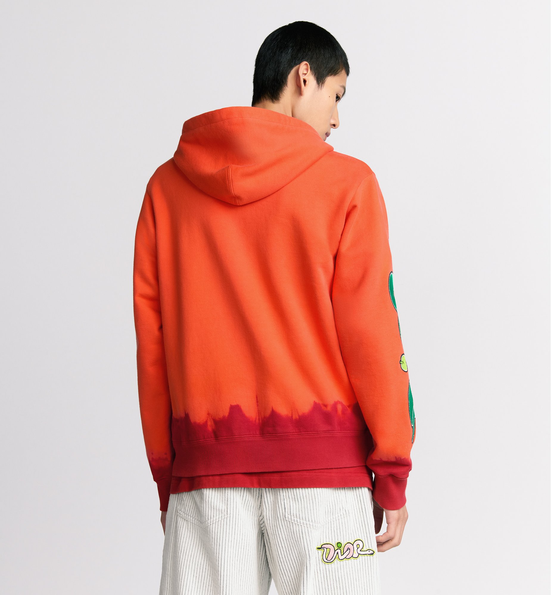 DIOR AND KAWS Hooded Sweatshirt Orange and Red Cotton Fleece DIOR AND KAWS Hooded Sweatshirt Orange and Red Cotton Fleece