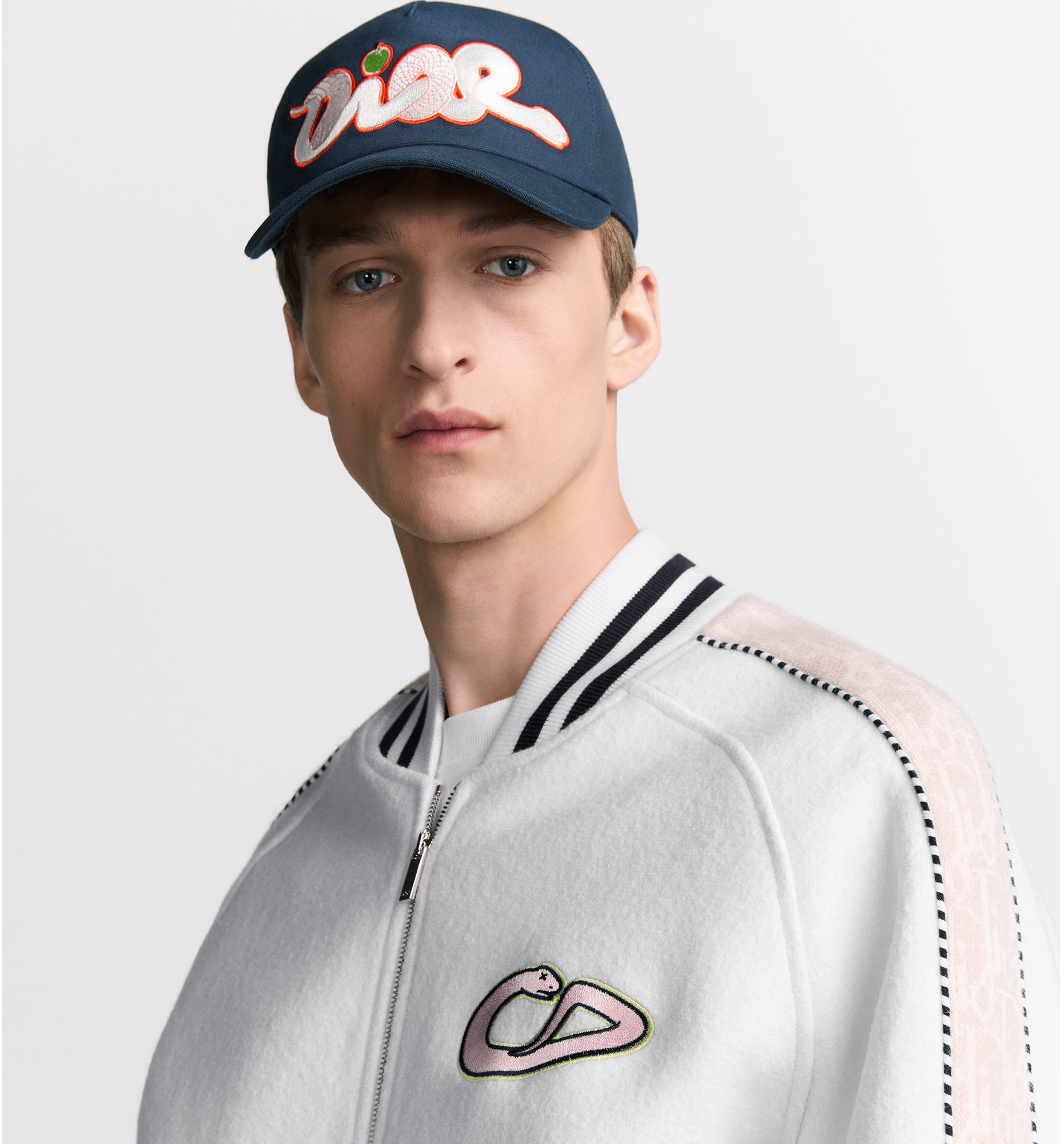 aria_look DIOR AND KAWS Varsity Jacket Front view