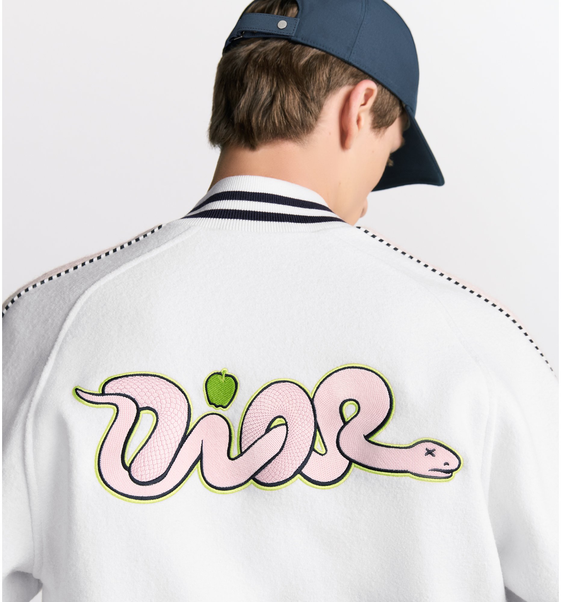 aria_look DIOR AND KAWS Varsity Jacket Three quarter closed view