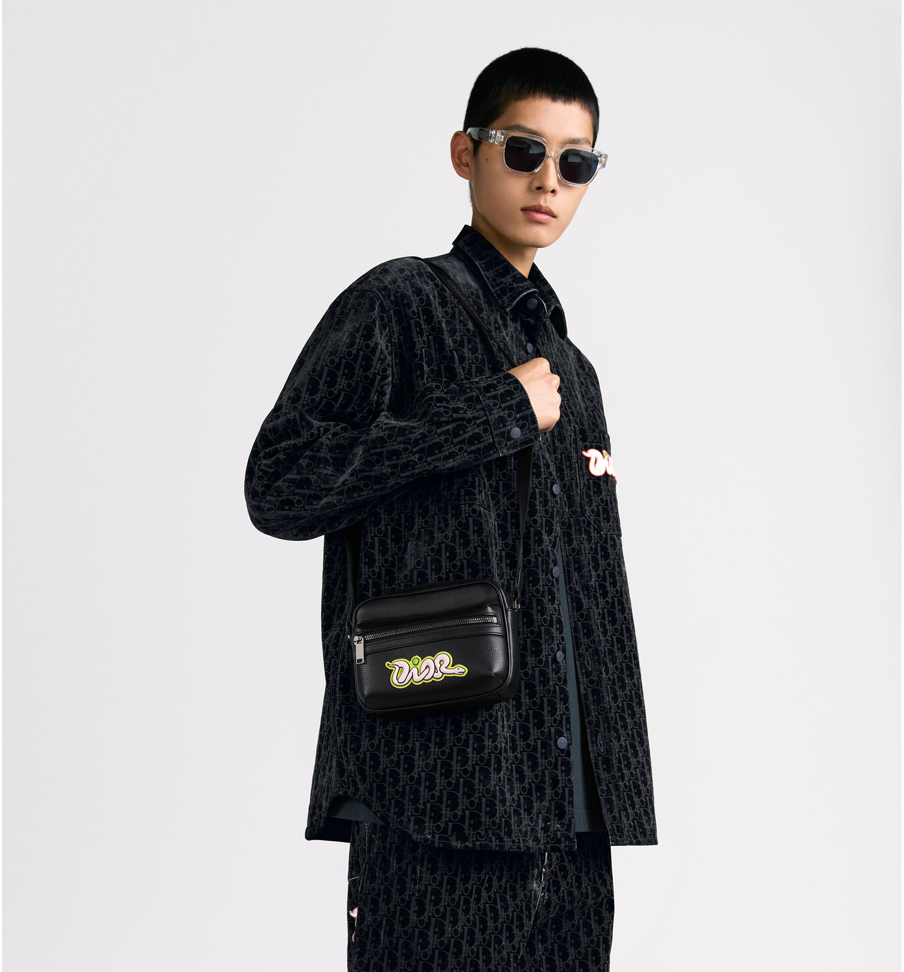 디올 디올 x 카우스 미니 라이더 2.0 지퍼 메신저 백 2ESWS034OYY_H958