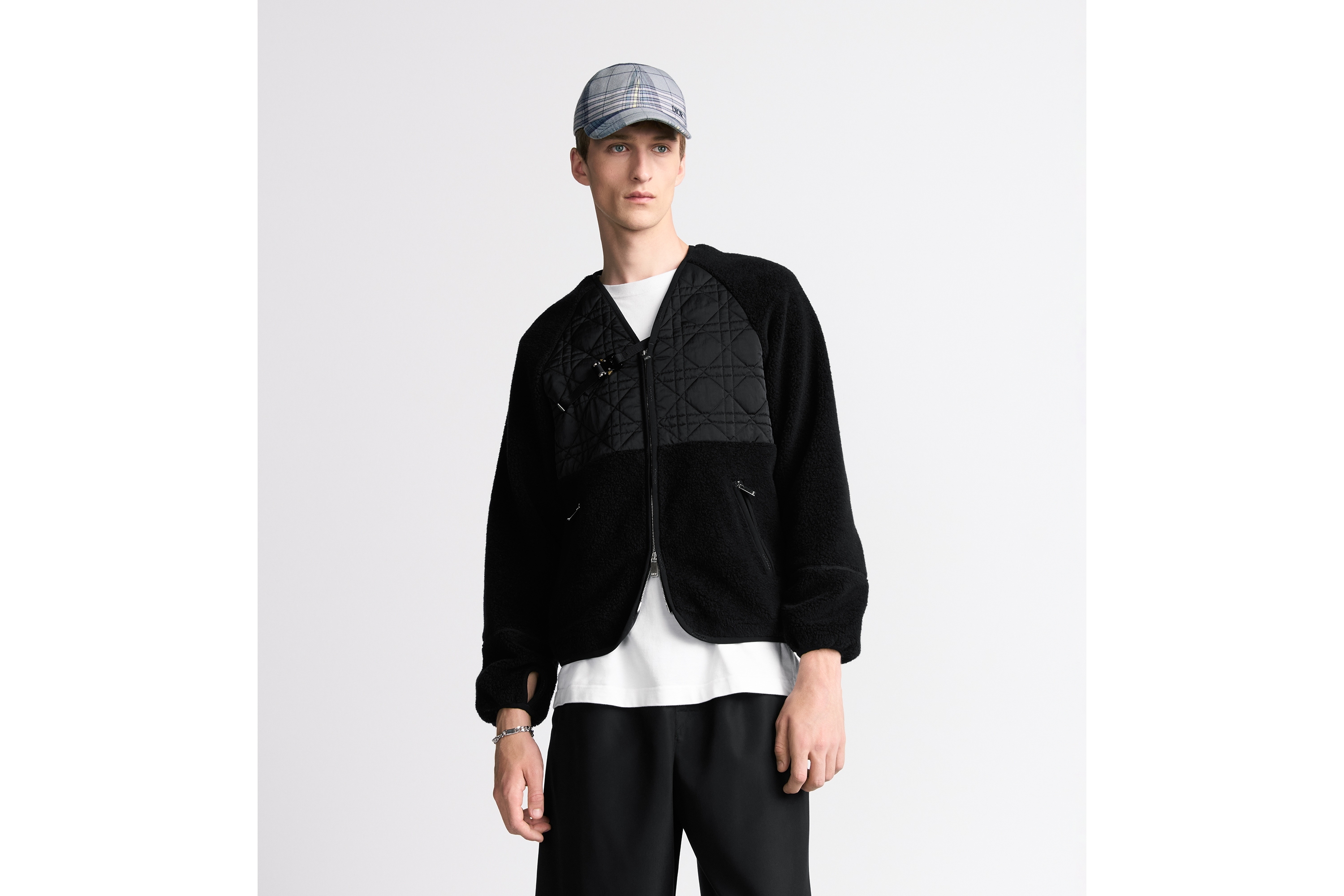 Uswe Zaino Uomo IN Lana Patchwork Maglia Zip Fodera Pile Canguro